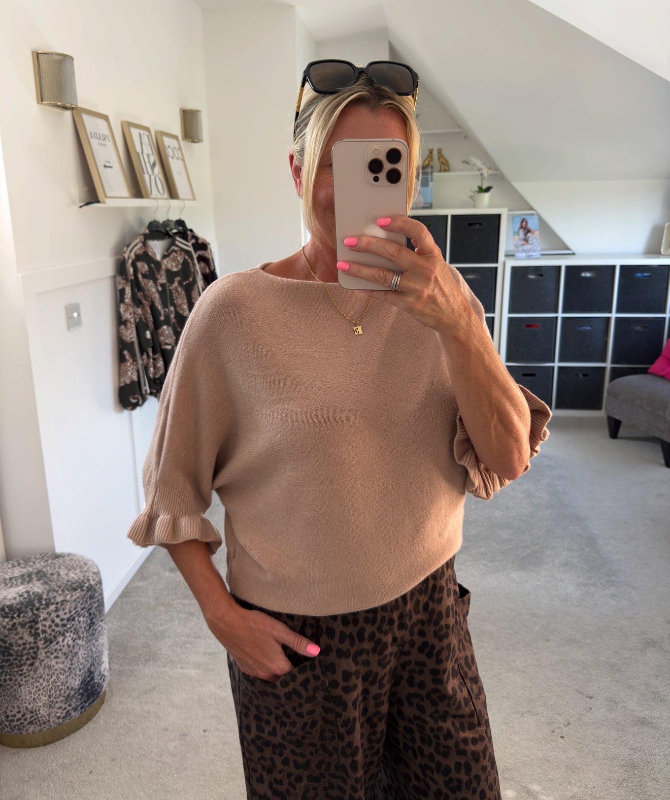 Sand Frill Sleeve Batwing Jumper