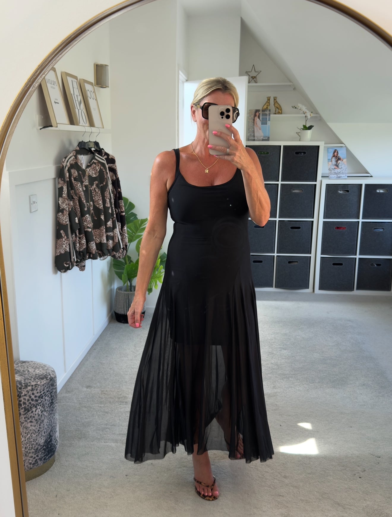 Black Strappy Mesh Maxi Dress