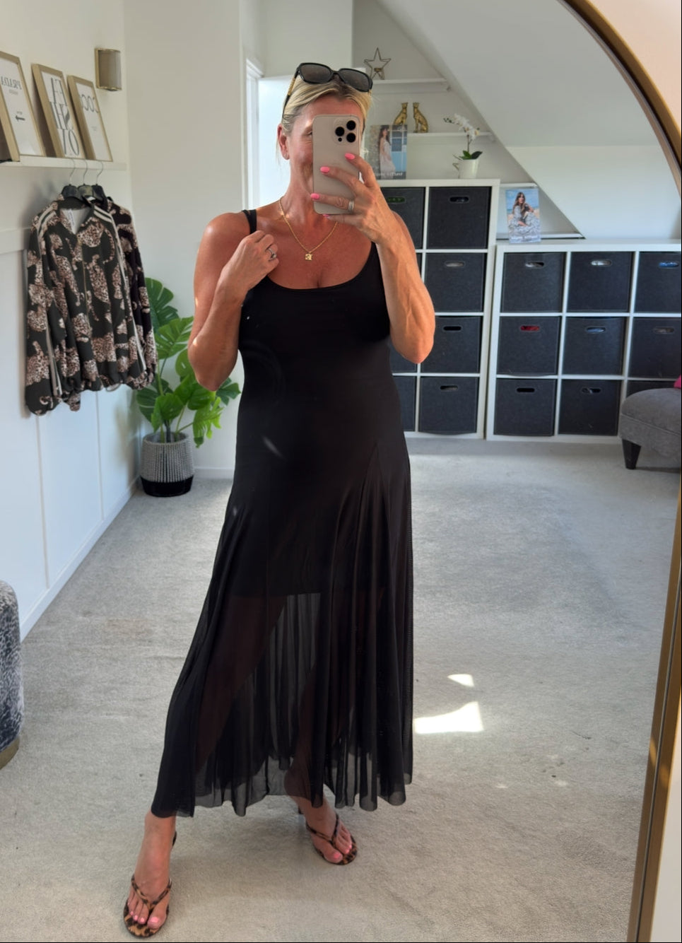 Black Strappy Mesh Maxi Dress