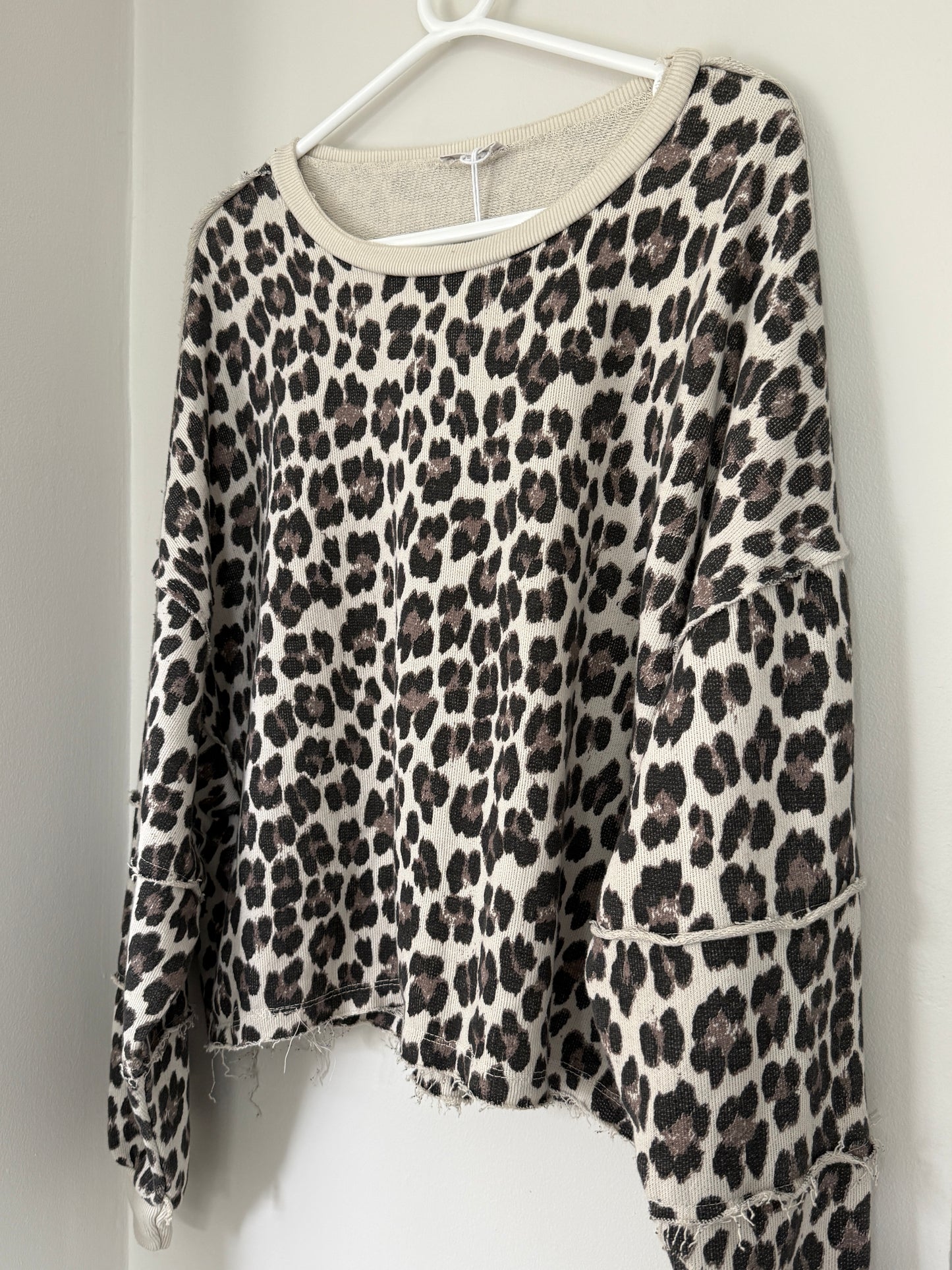 Cream Leopard Oversized Sweatshirt