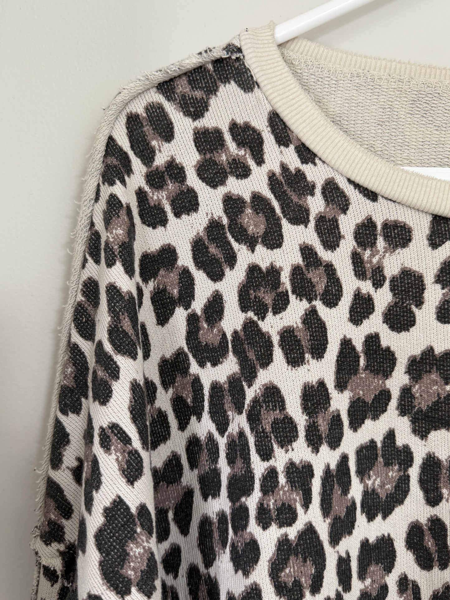 Cream Leopard Oversized Sweatshirt