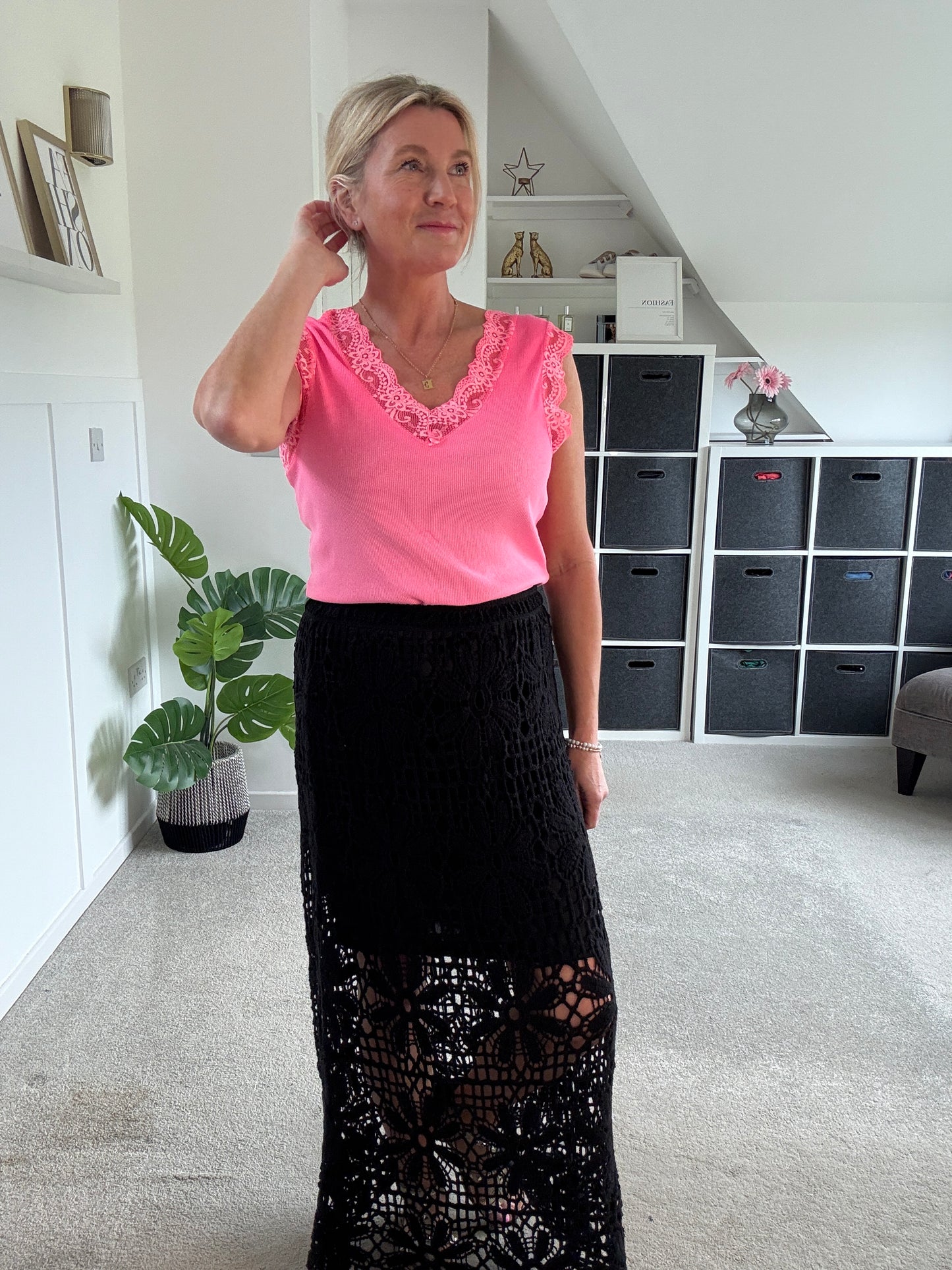 Stone Crochet Maxi Skirt
