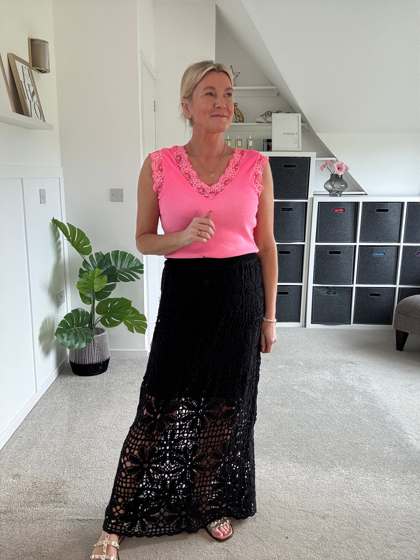 Stone Crochet Maxi Skirt