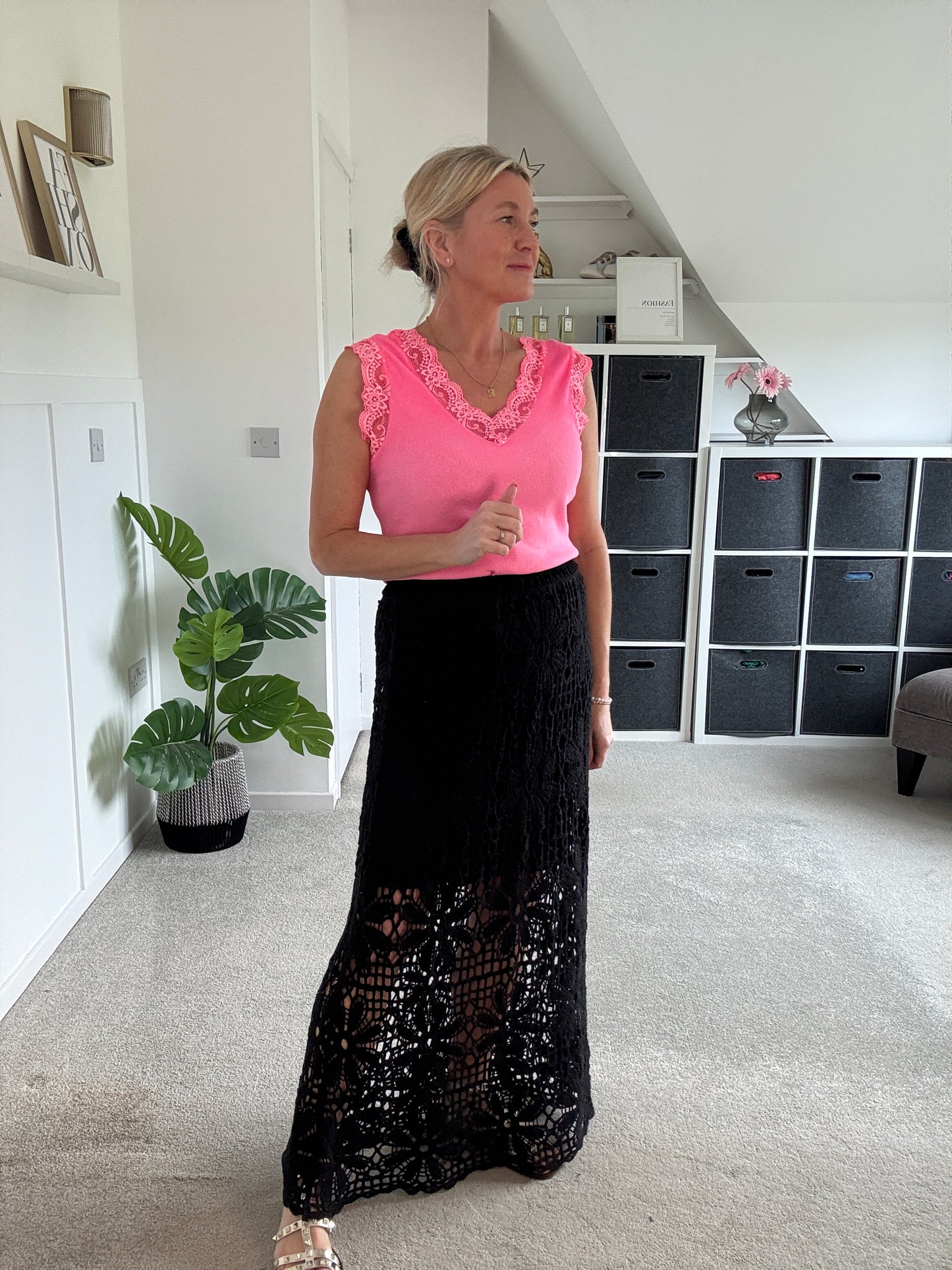 Stone Crochet Maxi Skirt