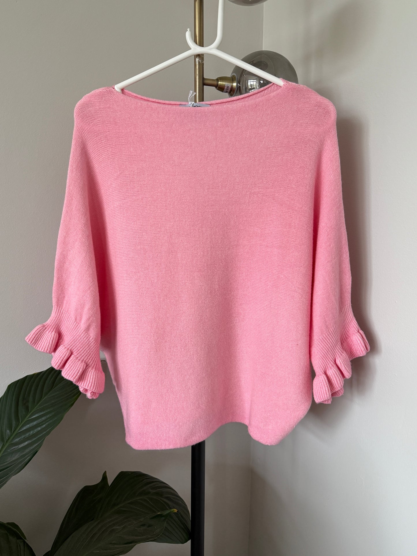 Light Oatmeal Frill Sleeve Jumper