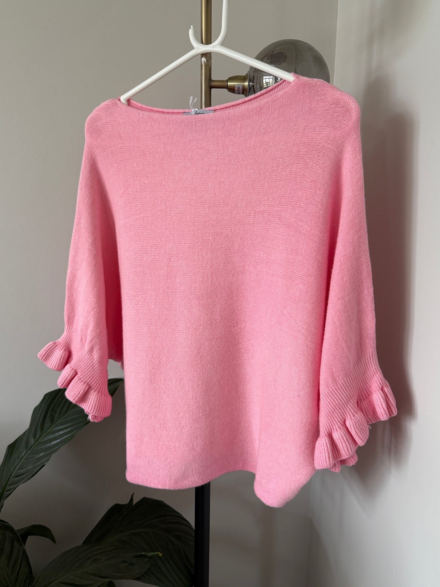 Light Oatmeal Frill Sleeve Jumper