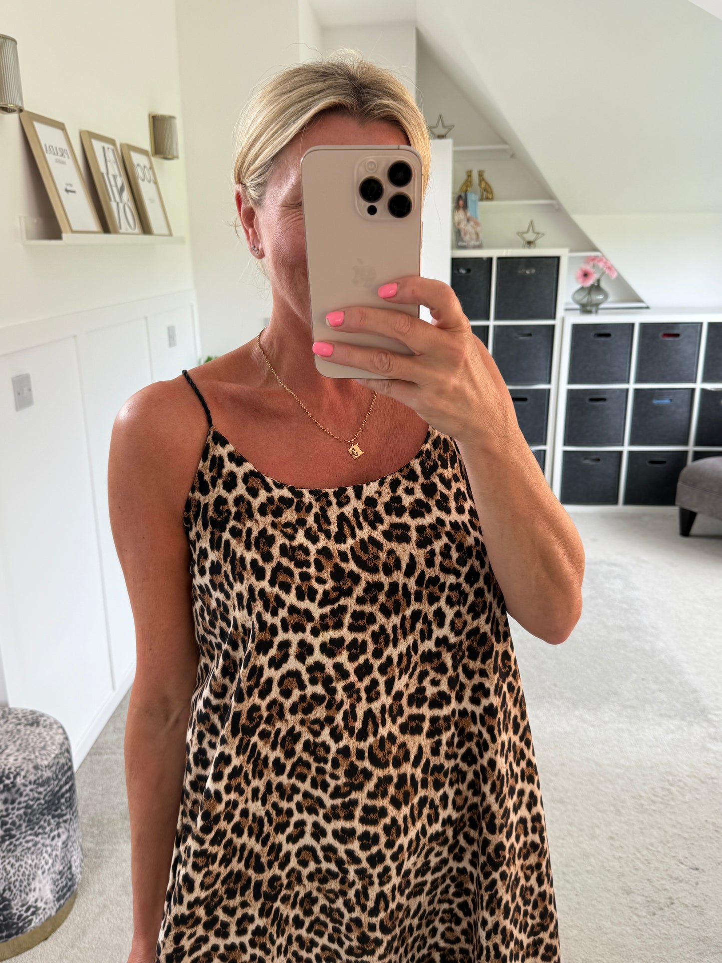 Leopard Print Strappy Cross Back Maxi Dress