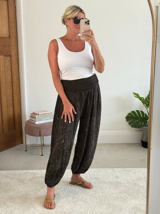 Animal Print Balloon Leg Trousers
