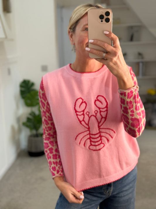 Pink Leopard Cashmere Blend Layering Top