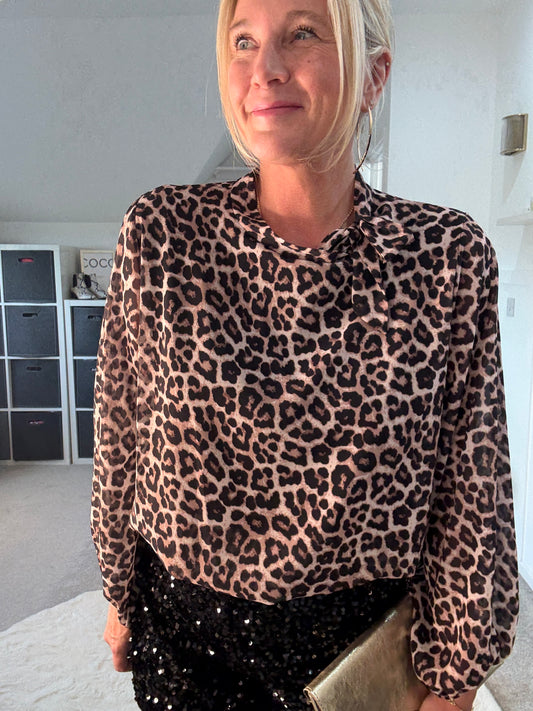 Ella Leopard Bow Blouse