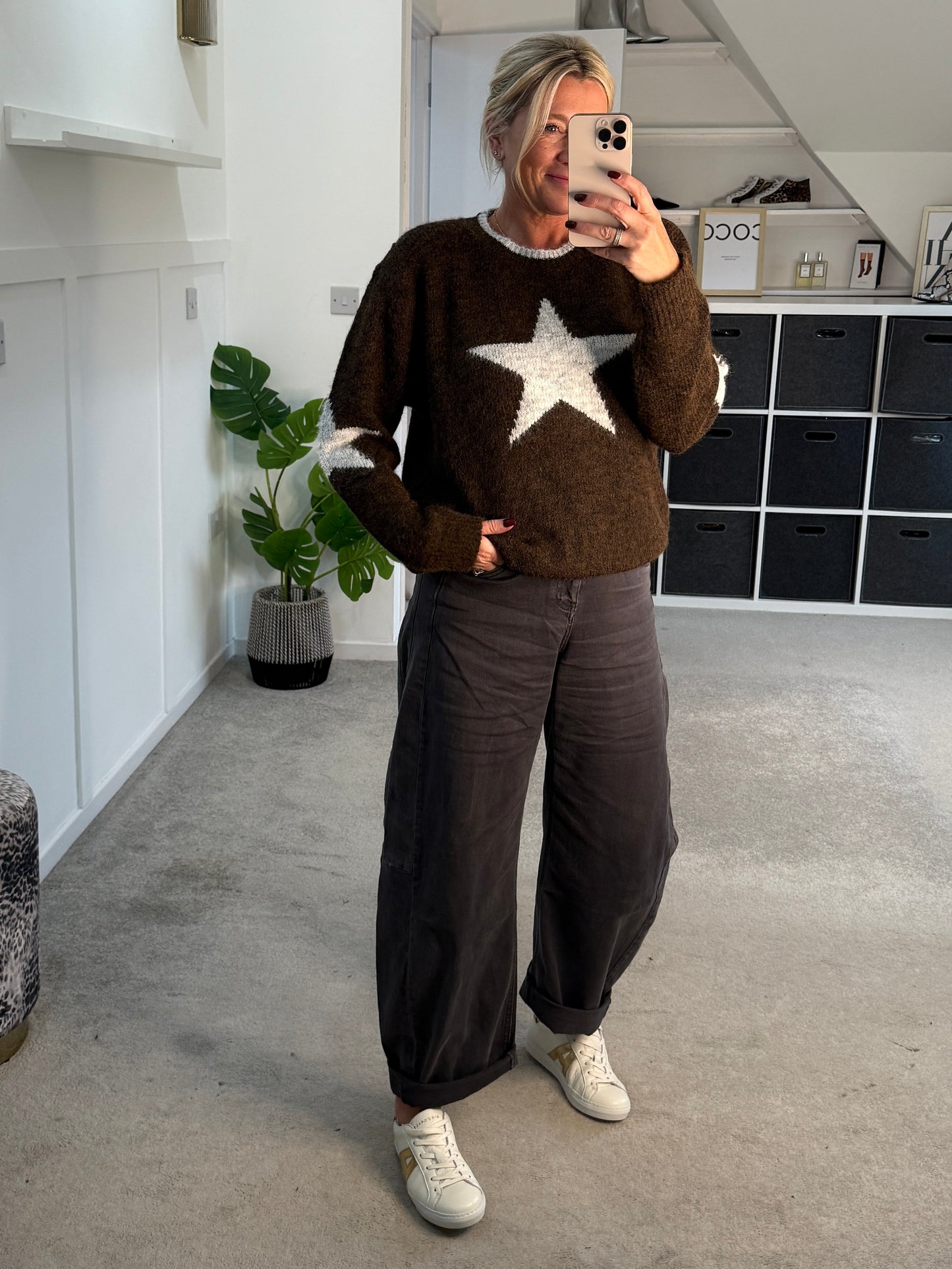 Grey Barrel Leg Jeans