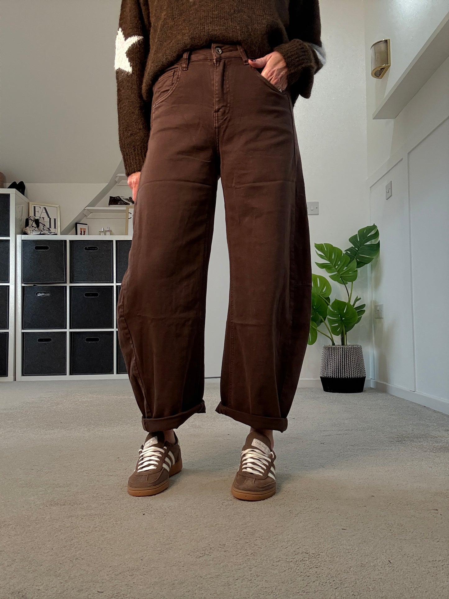 Dark Mocha Barrel Leg Jeans