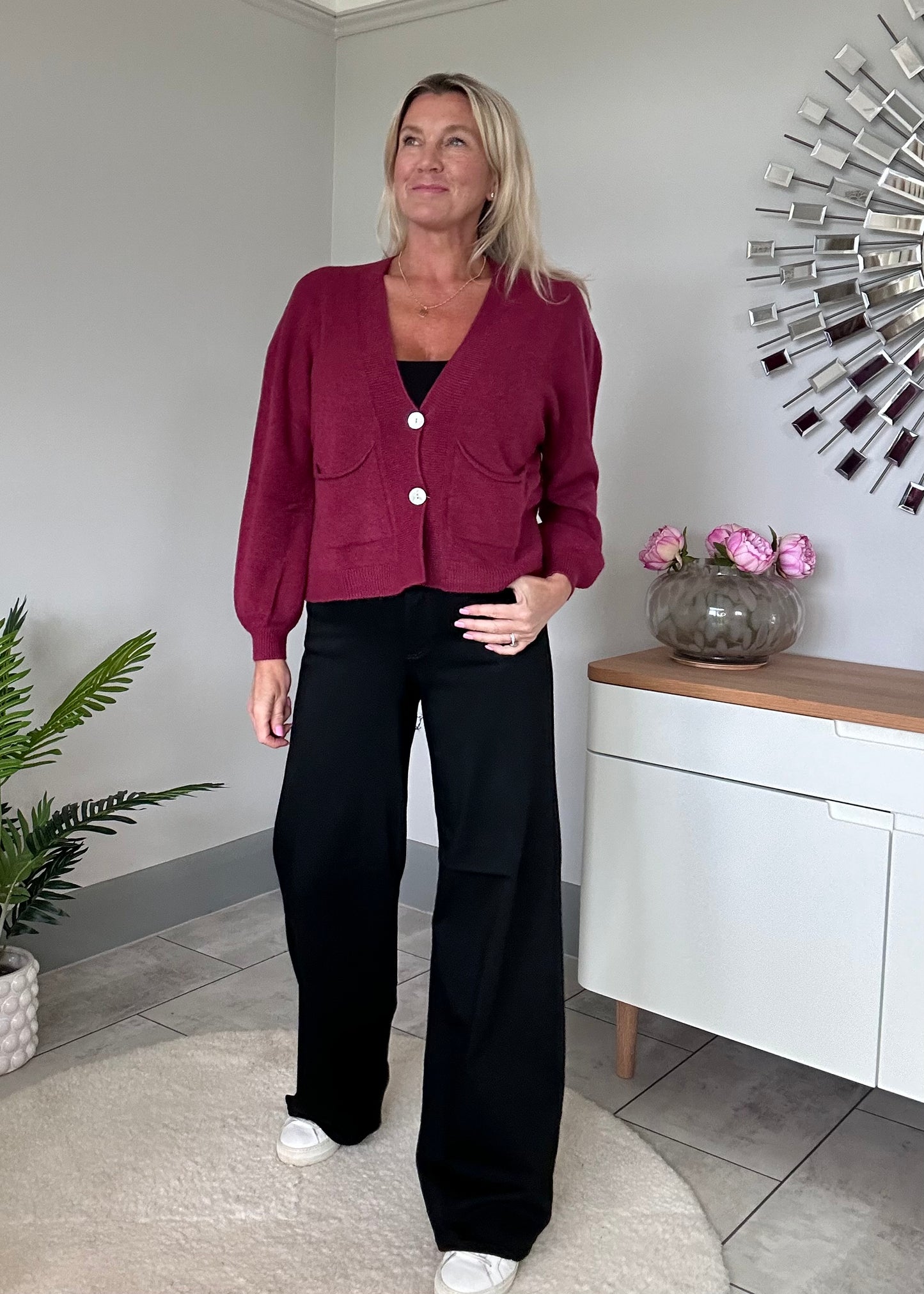 Burgundy 2 Button Cardigan