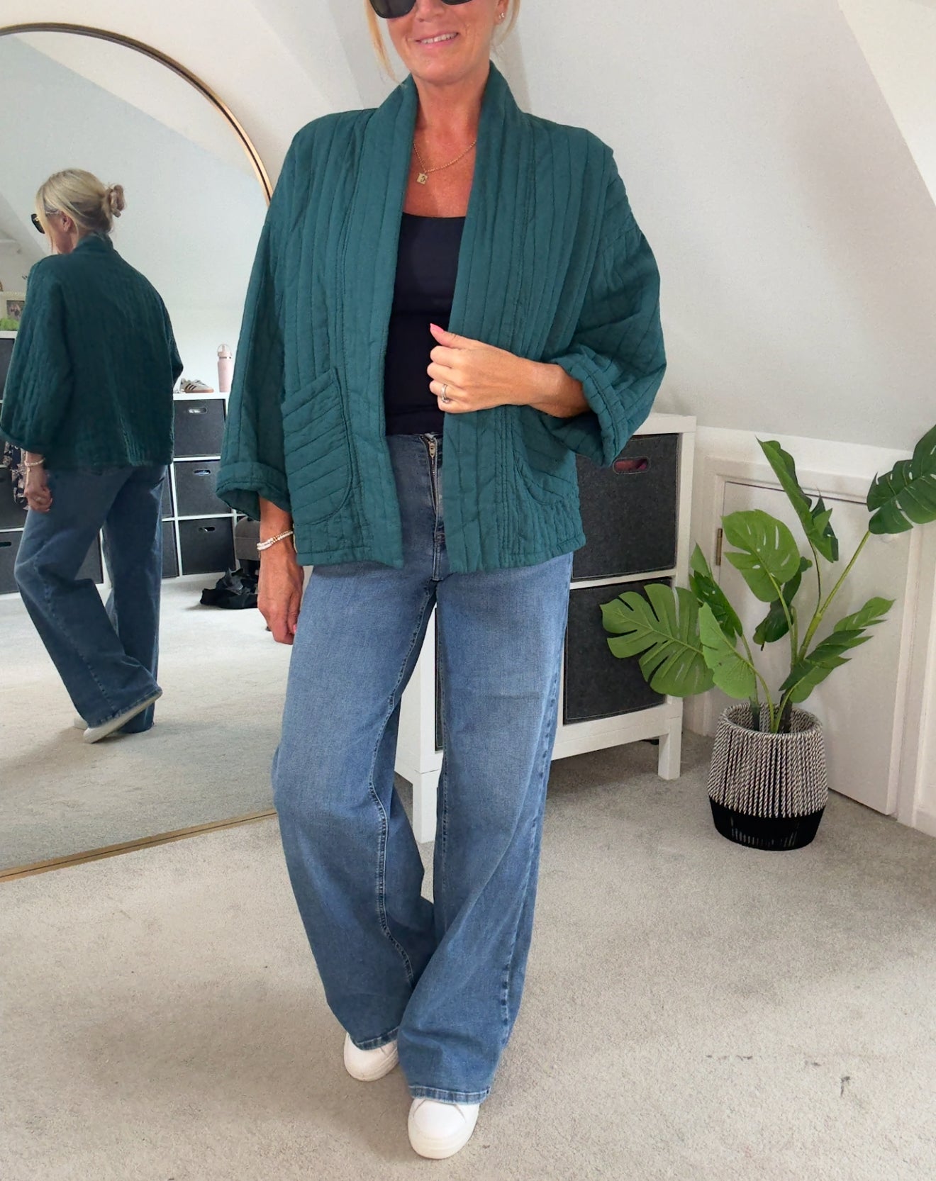 Teal Qulited Two Pocket Jacket