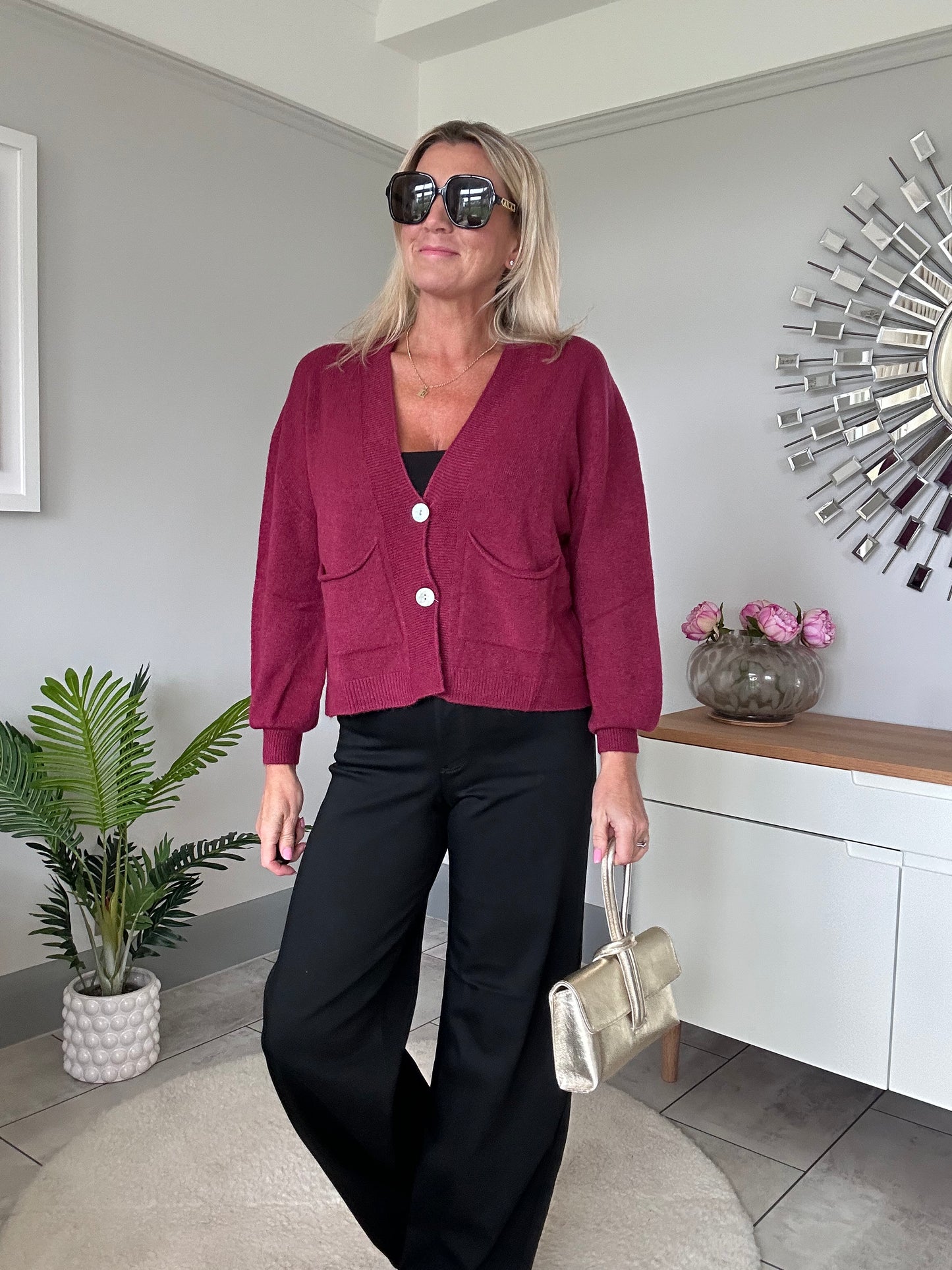 Burgundy 2 Button Cardigan