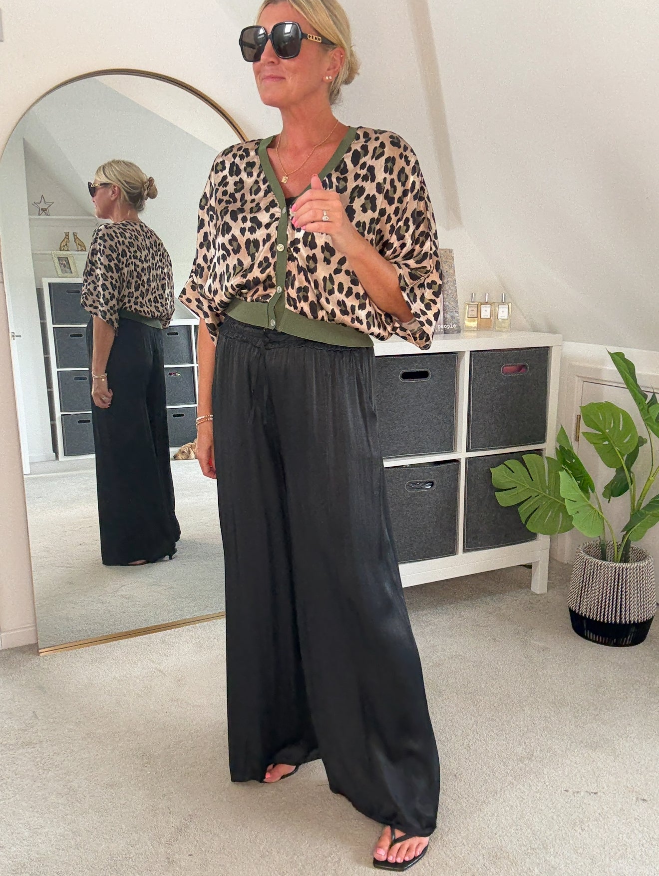 Giletta Khaki Leopard Print Cardi/Jacket