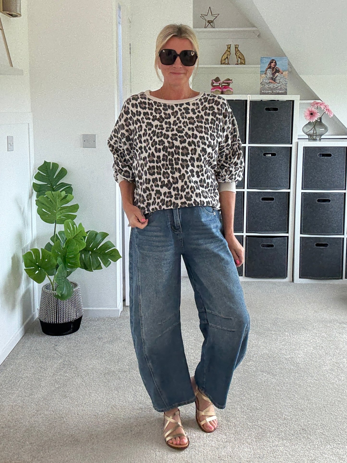 Khaki Leopard Oversized Sweatshirt