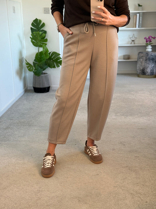 Mocha Cropped Carrot Leg Jogger