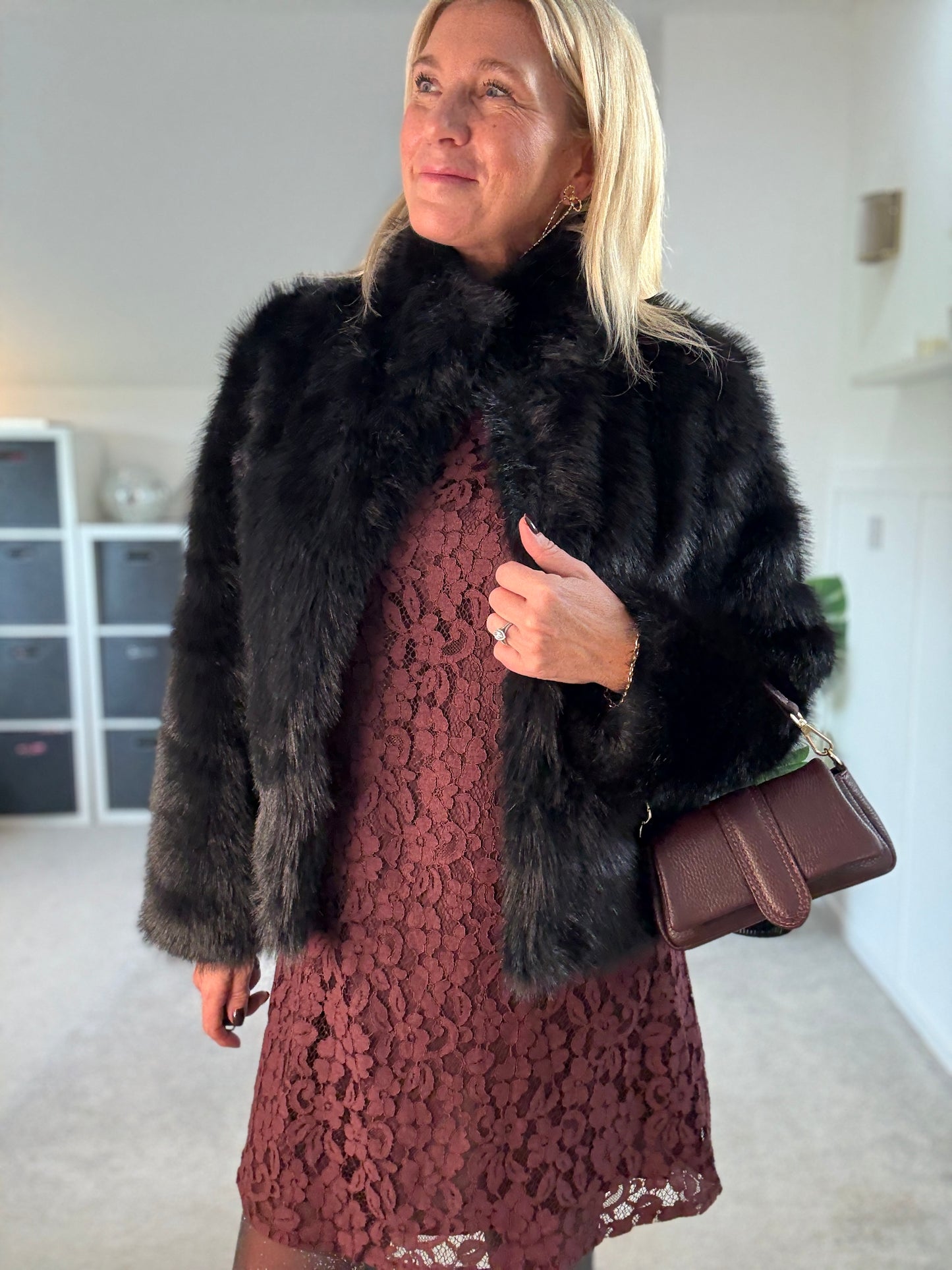 Black Monroe Faux Fur Jacket