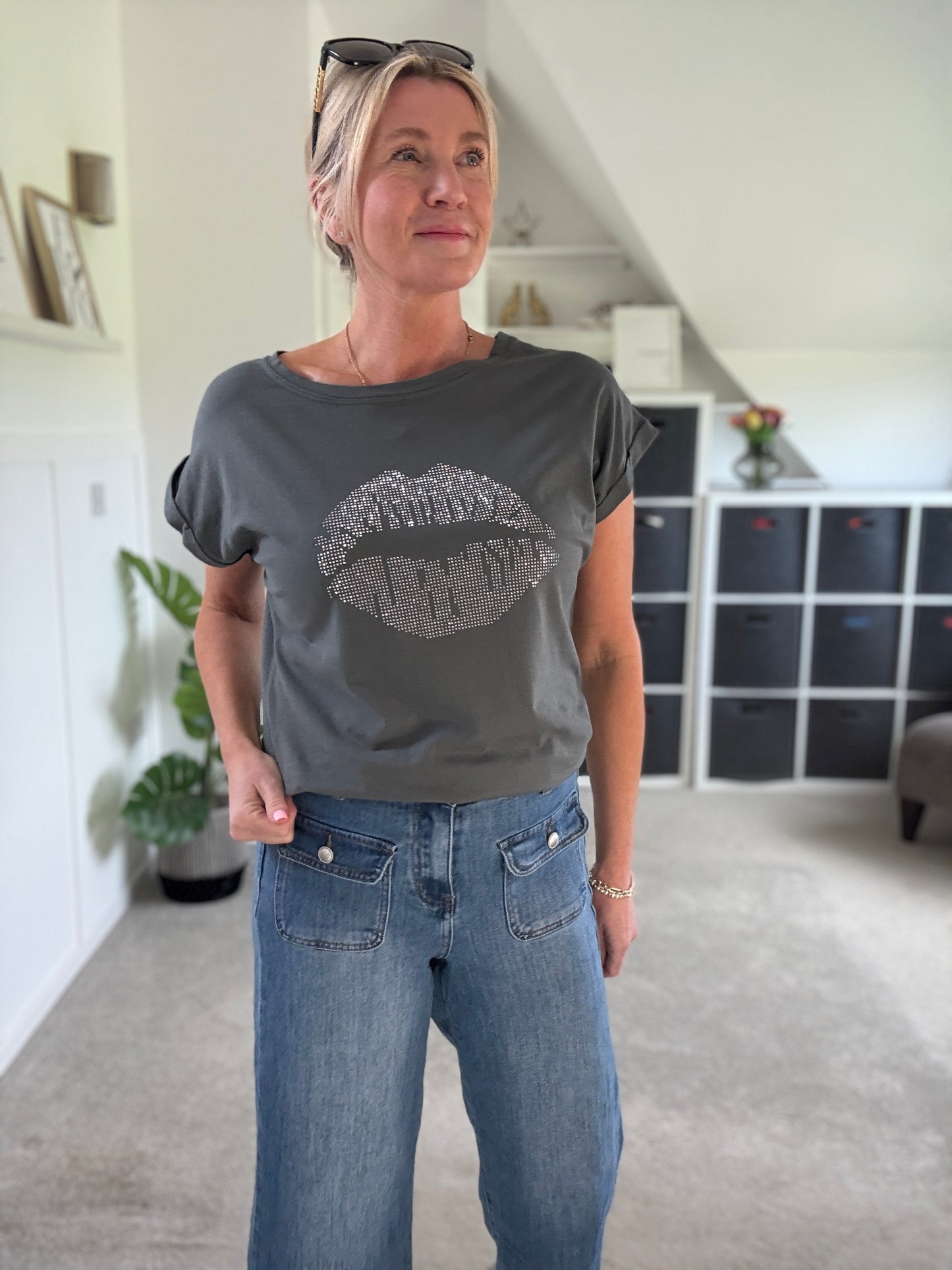 Khaki Neon Leopard Star T Shirt