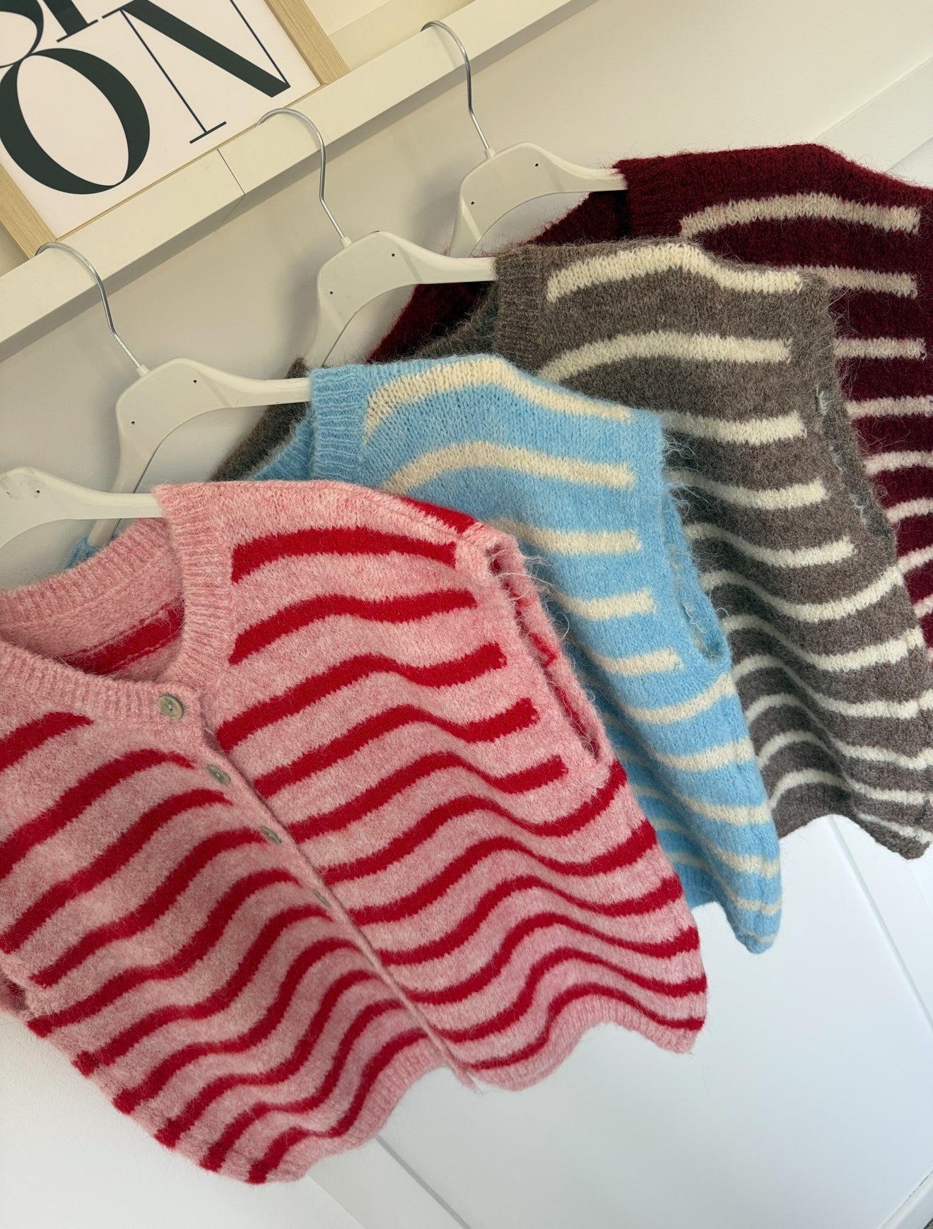 Mocha/Cream Stripe Sleeveless Cardigan