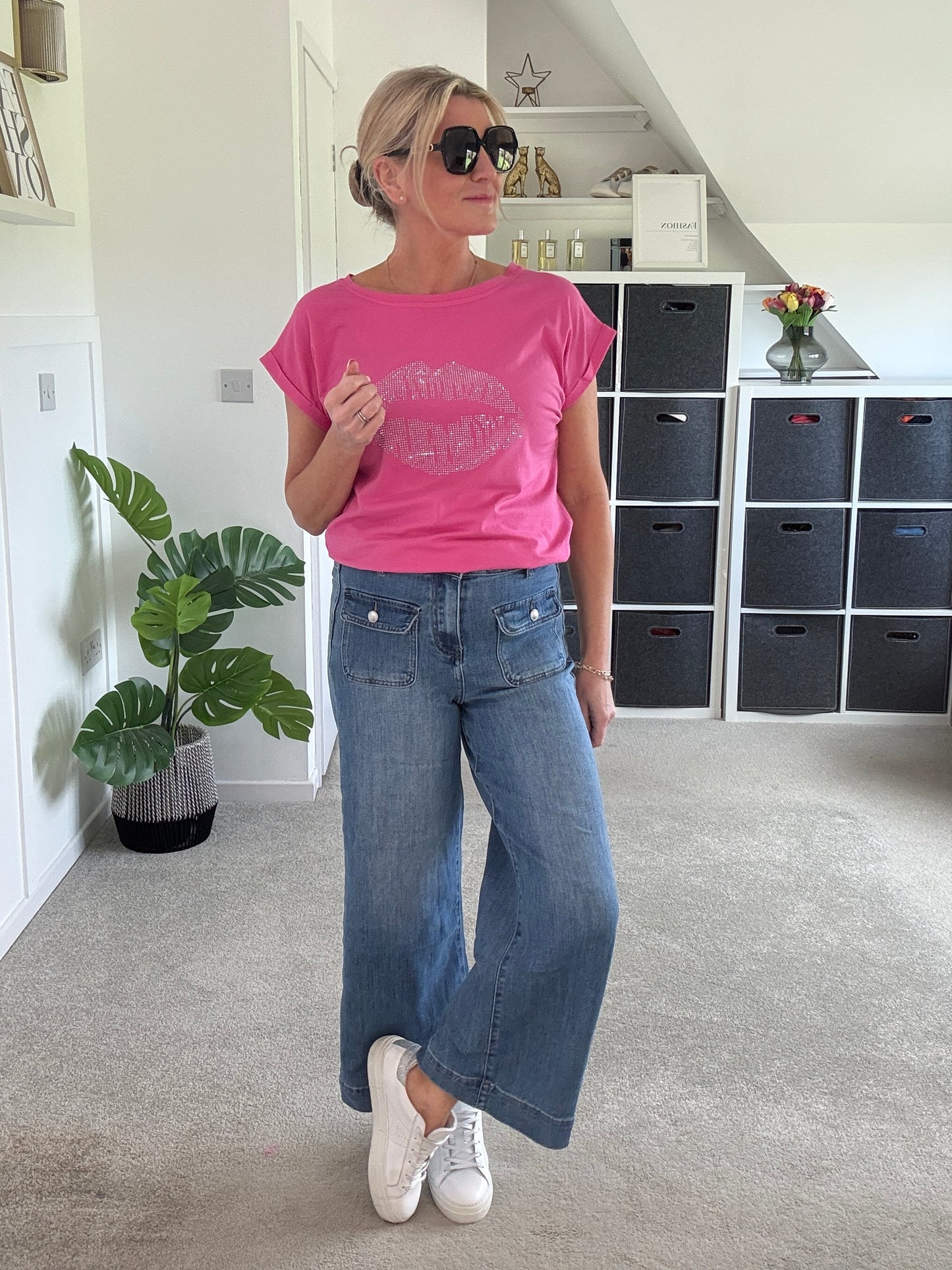 Khaki Neon Leopard Star T Shirt
