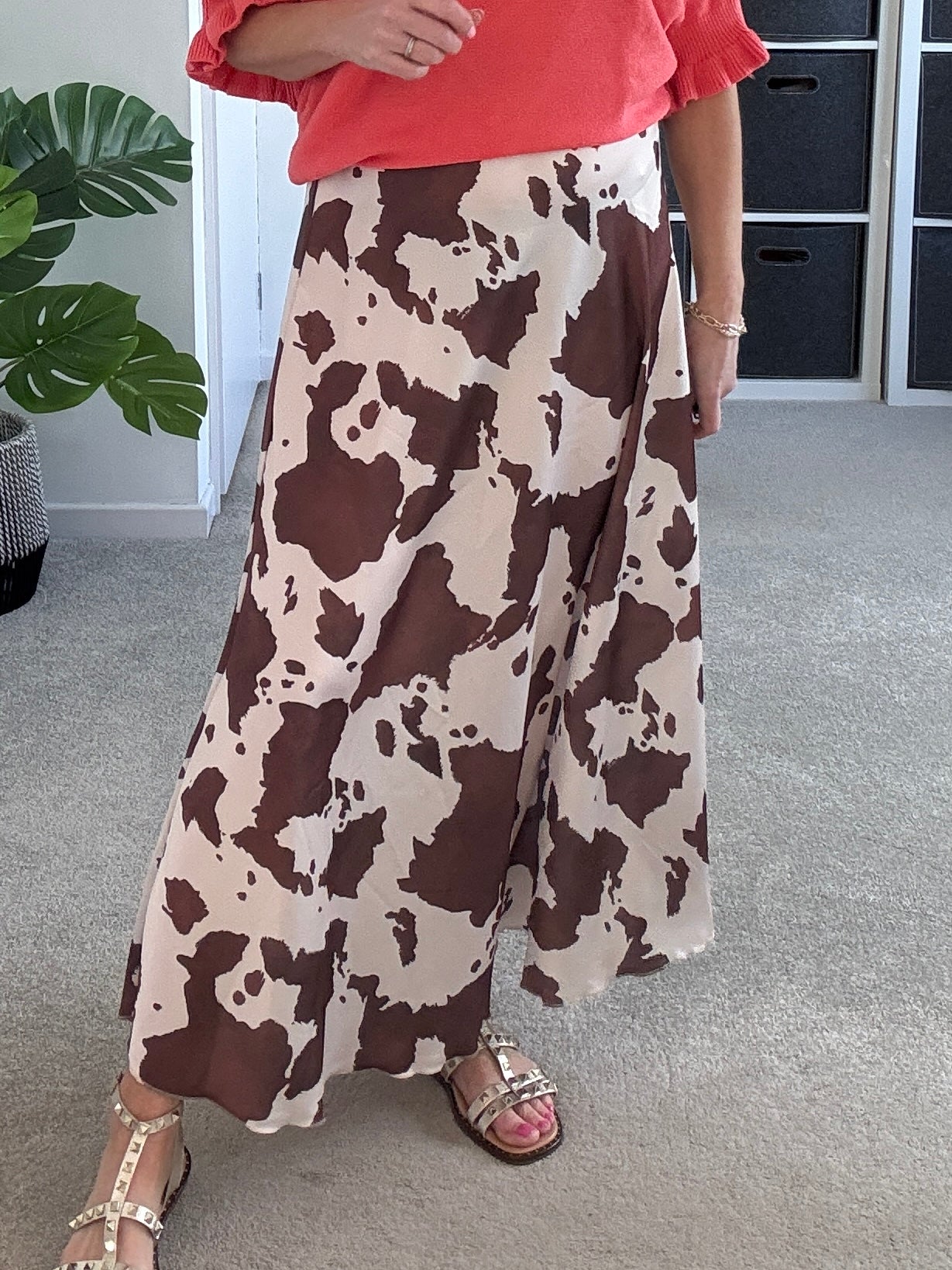 Leopard Print Floaty Satin Slip Skirt