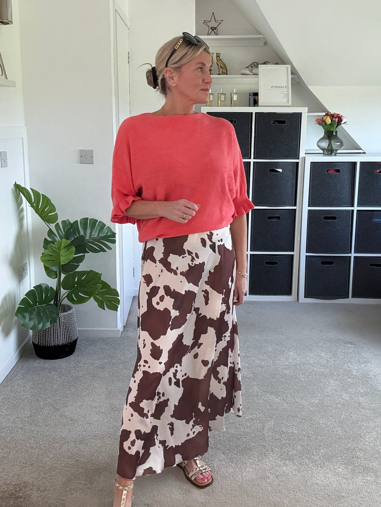 Leopard Print Floaty Satin Slip Skirt