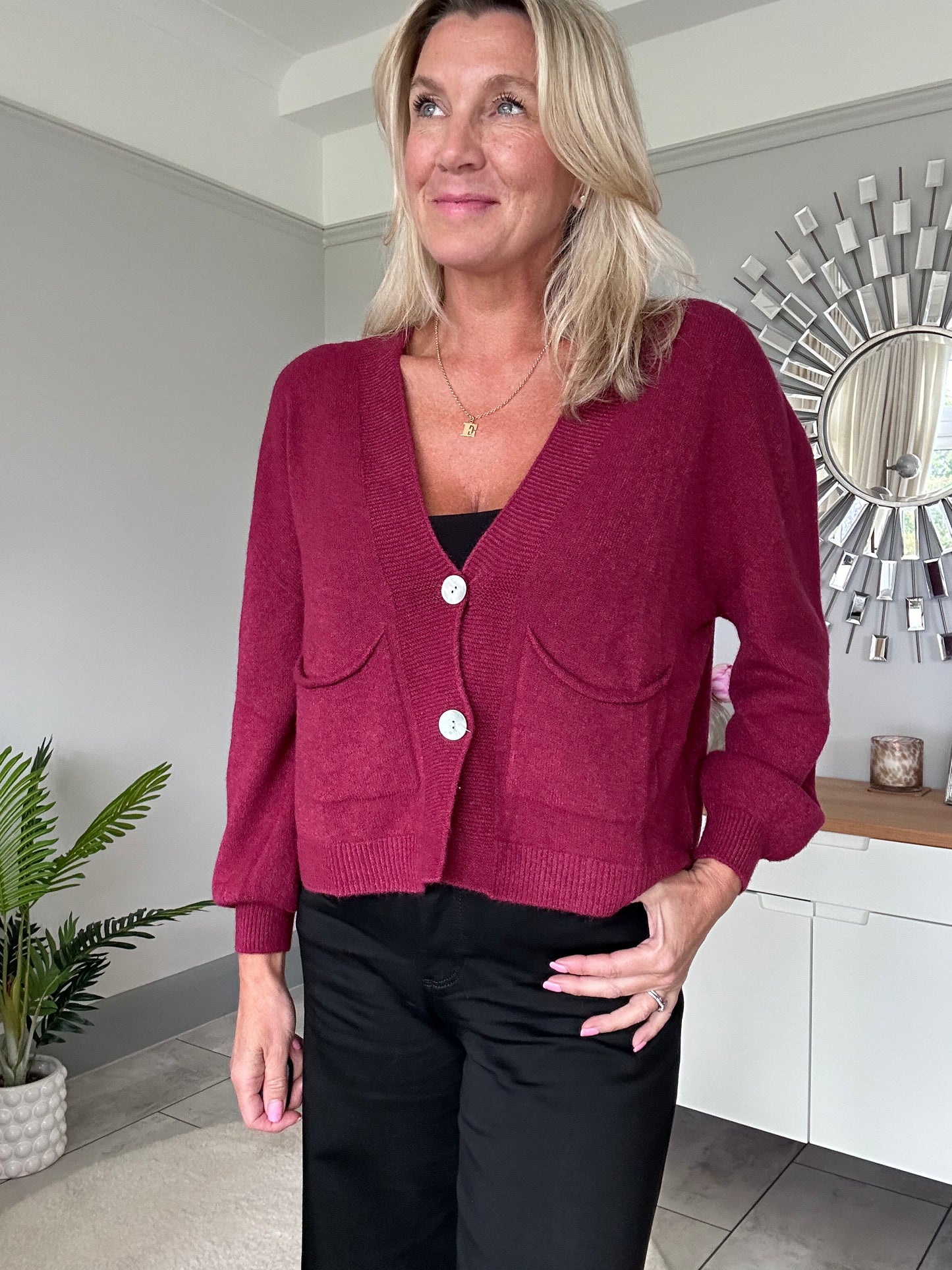 Burgundy 2 Button Cardigan