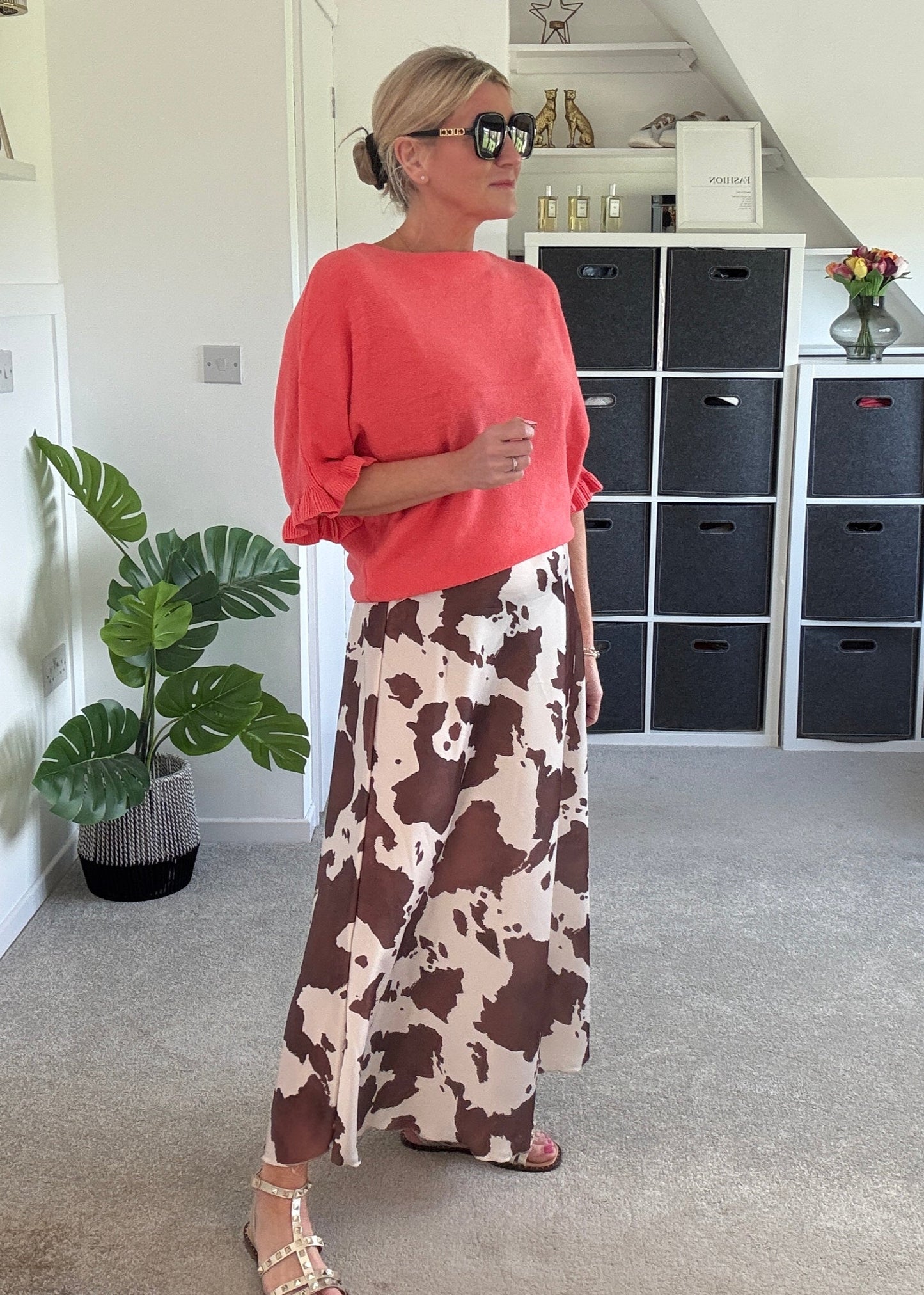 Leopard Print Floaty Satin Slip Skirt