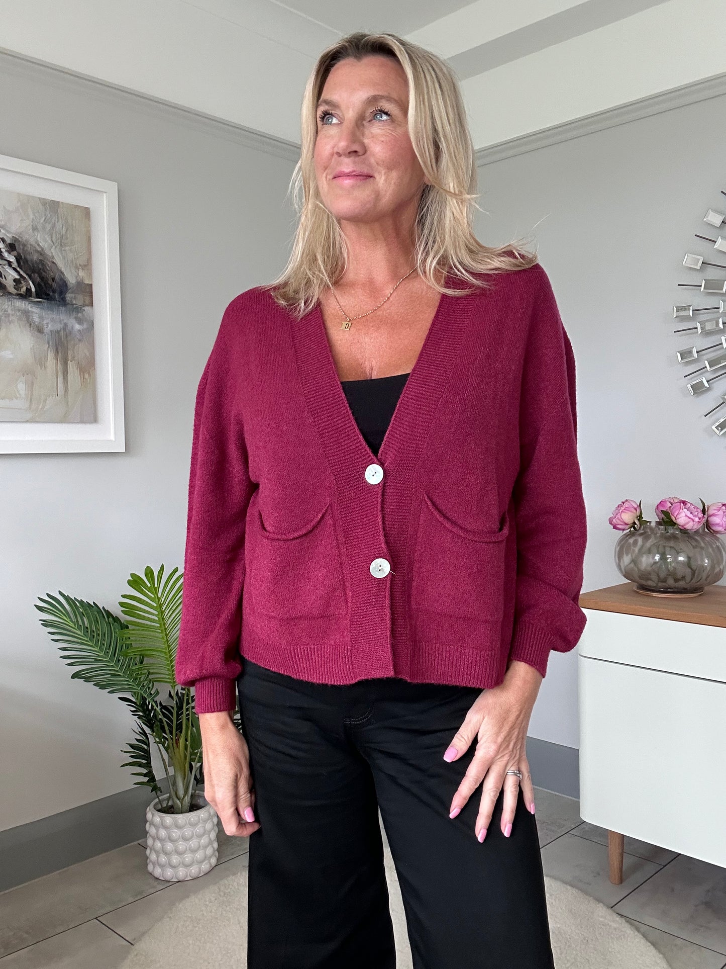 Burgundy 2 Button Cardigan