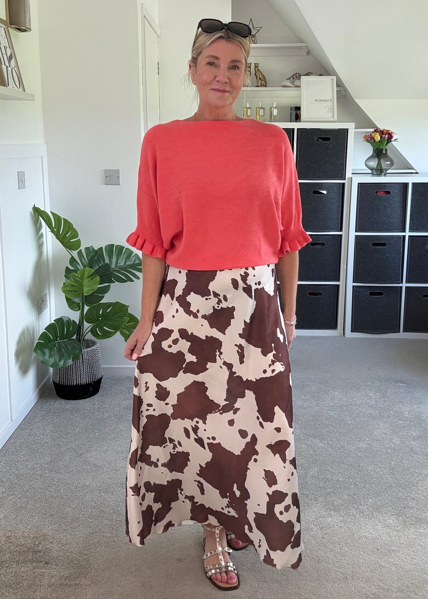 Leopard Print Floaty Satin Slip Skirt