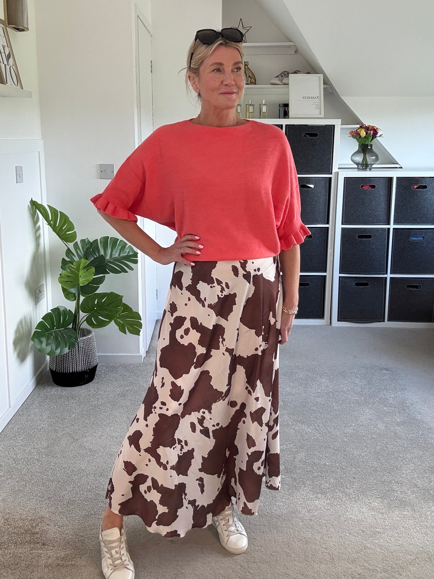 Leopard Print Floaty Satin Slip Skirt