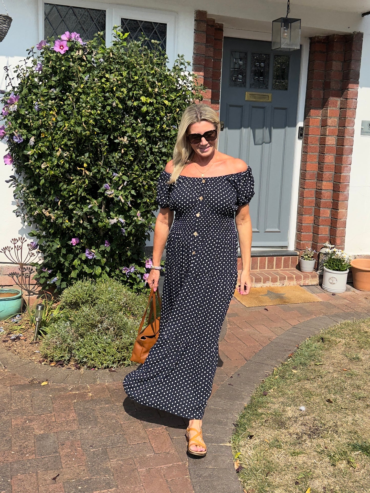 Black Polka Dot Bardot Maxi Dress - PRE ORDER
