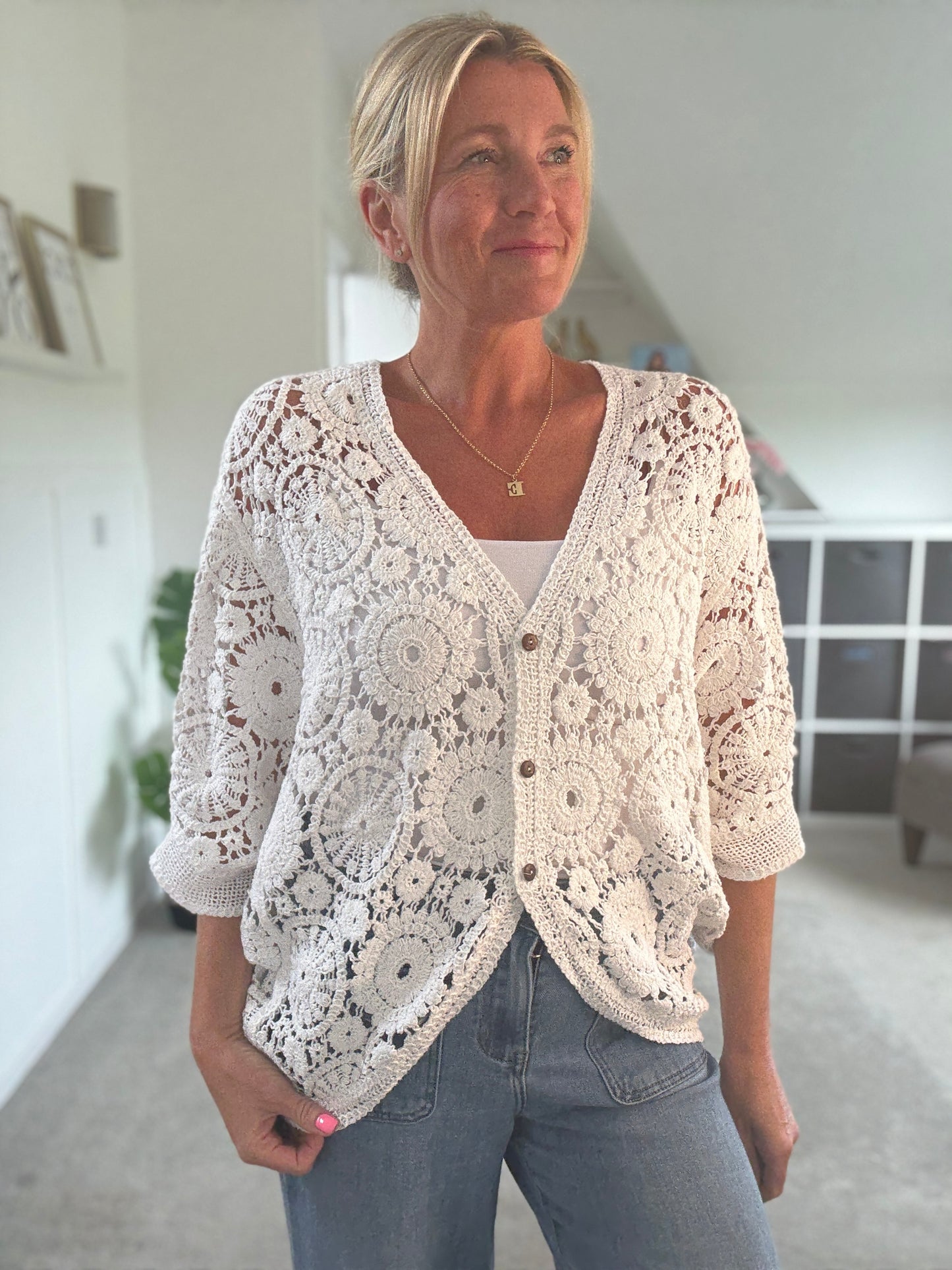 Black Crochet Batwing Cardigan