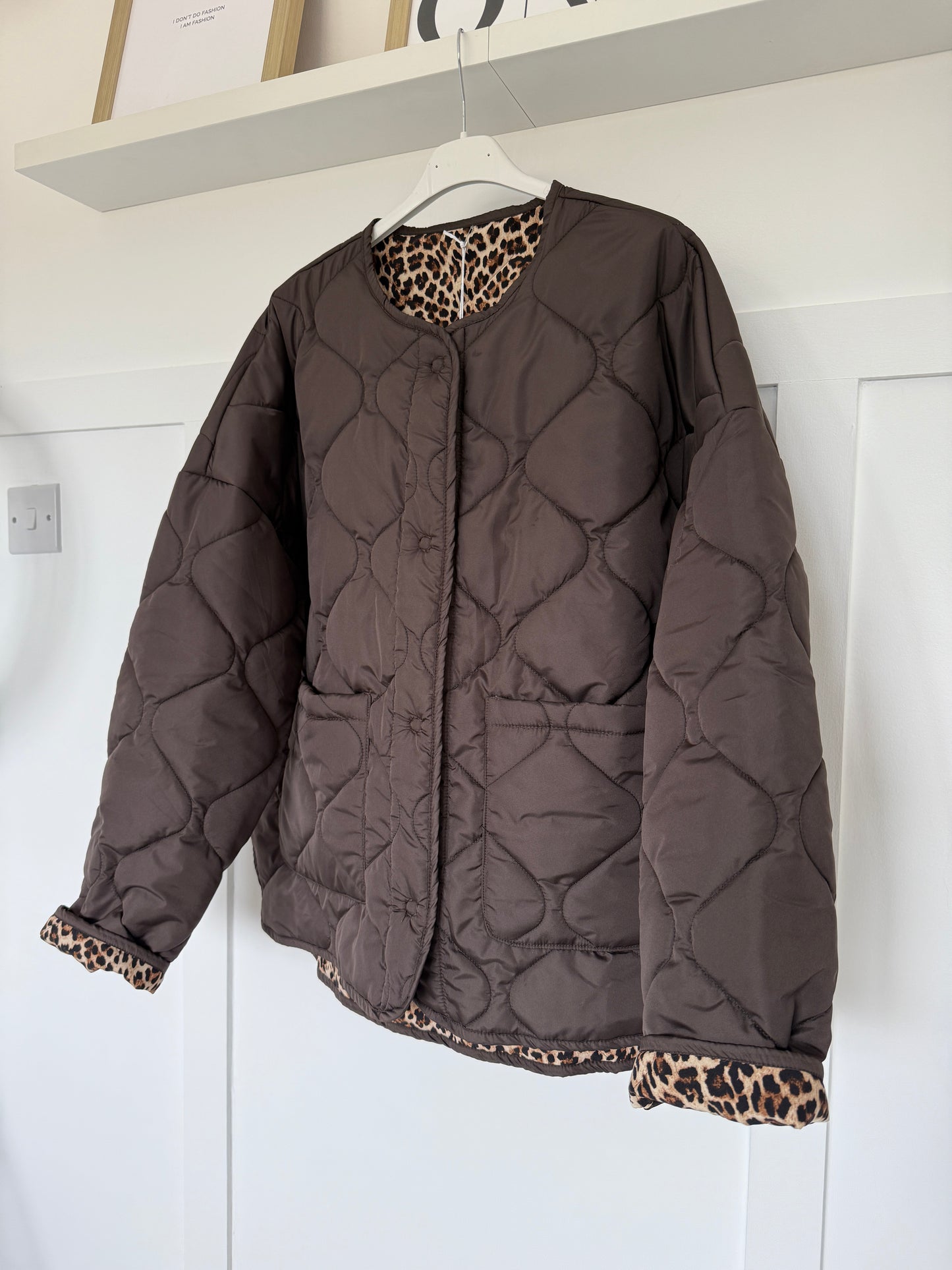 Khaki Reversible Oversized Quilted Jacket