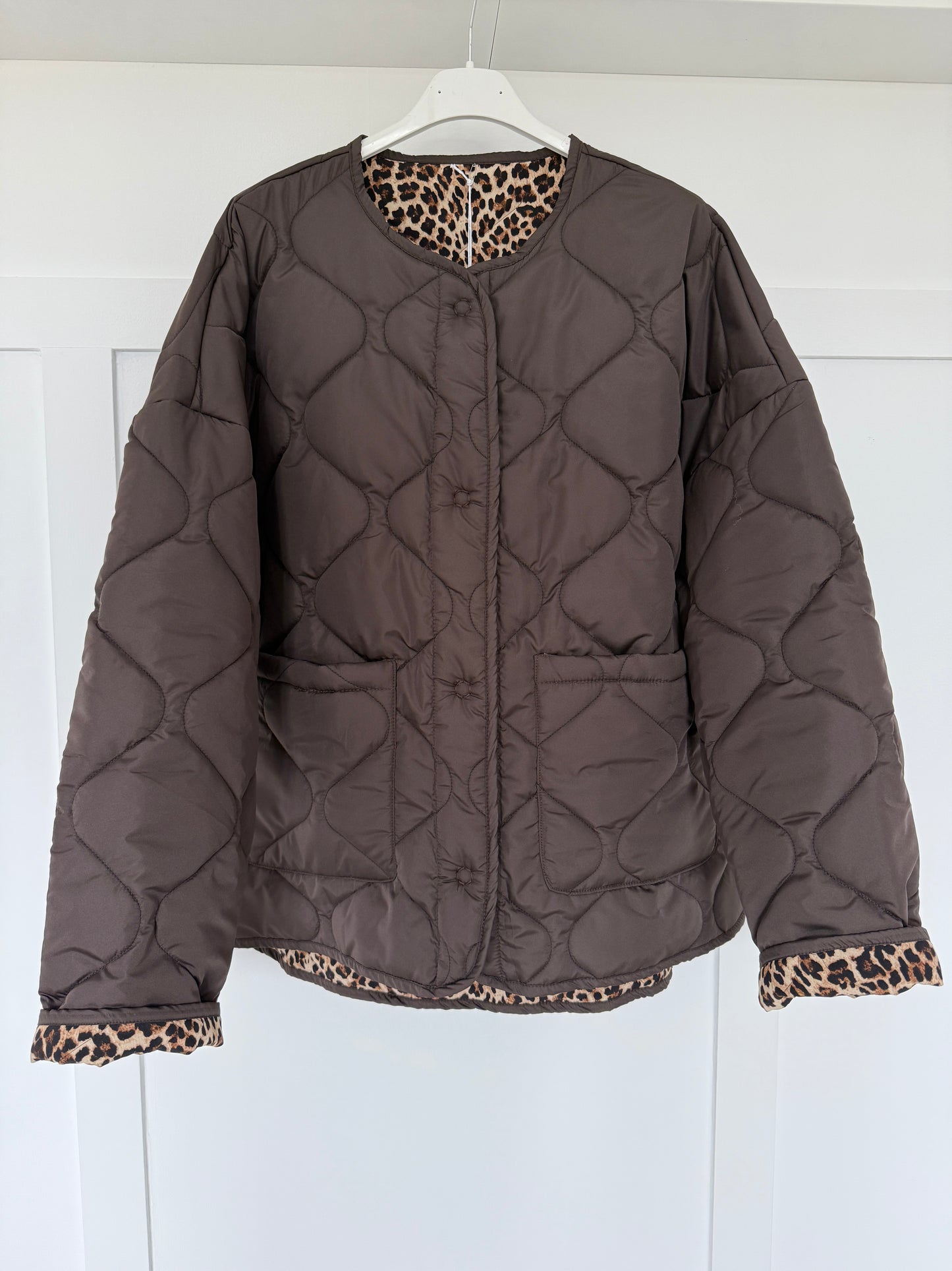 Khaki Reversible Oversized Quilted Jacket