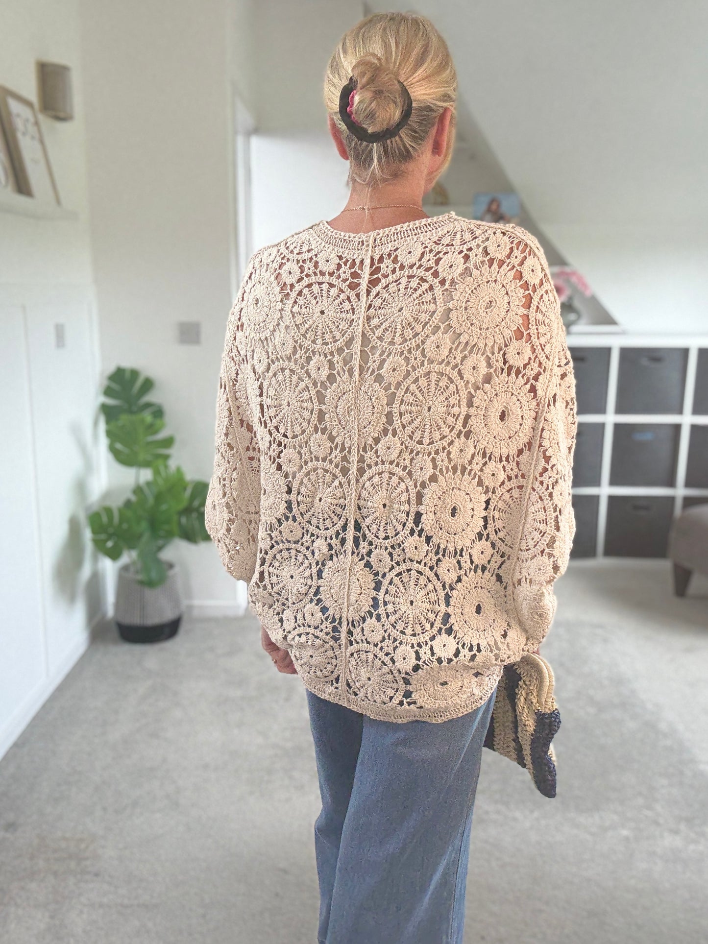 Black Crochet Batwing Cardigan