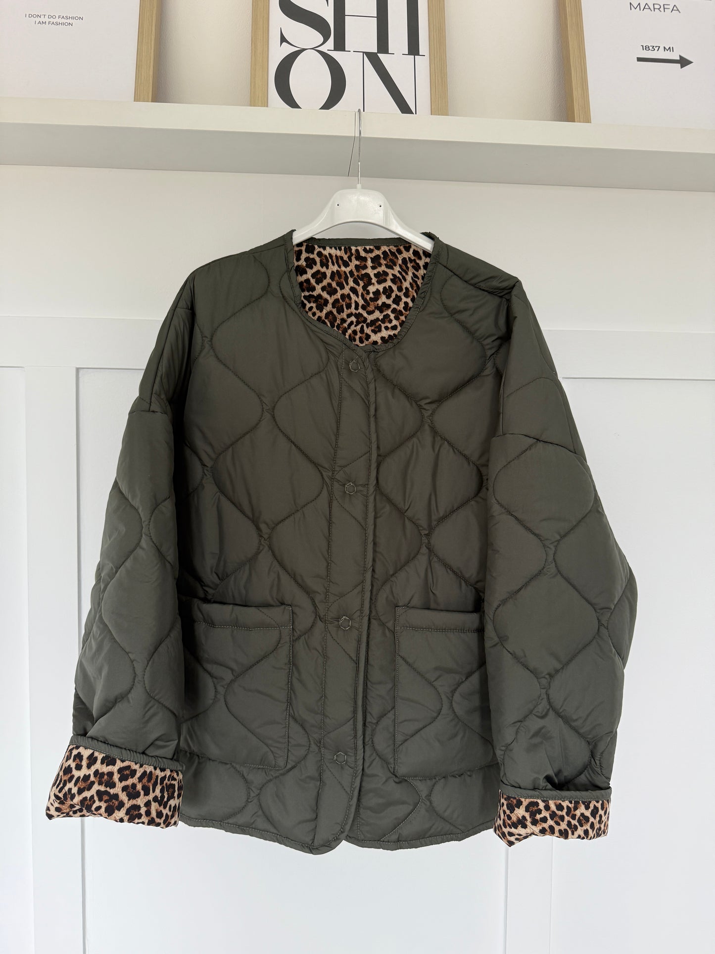 Khaki Reversible Oversized Quilted Jacket