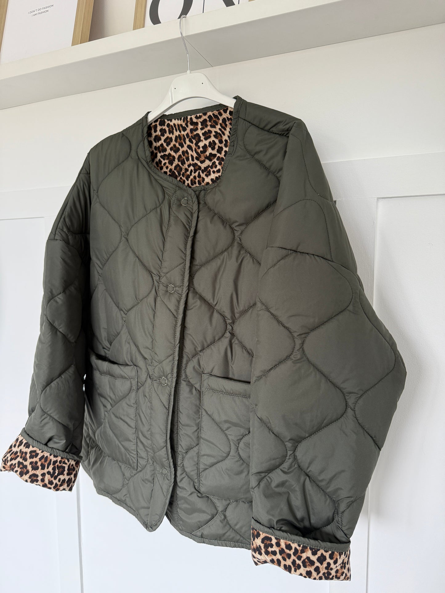 Khaki Reversible Oversized Quilted Jacket