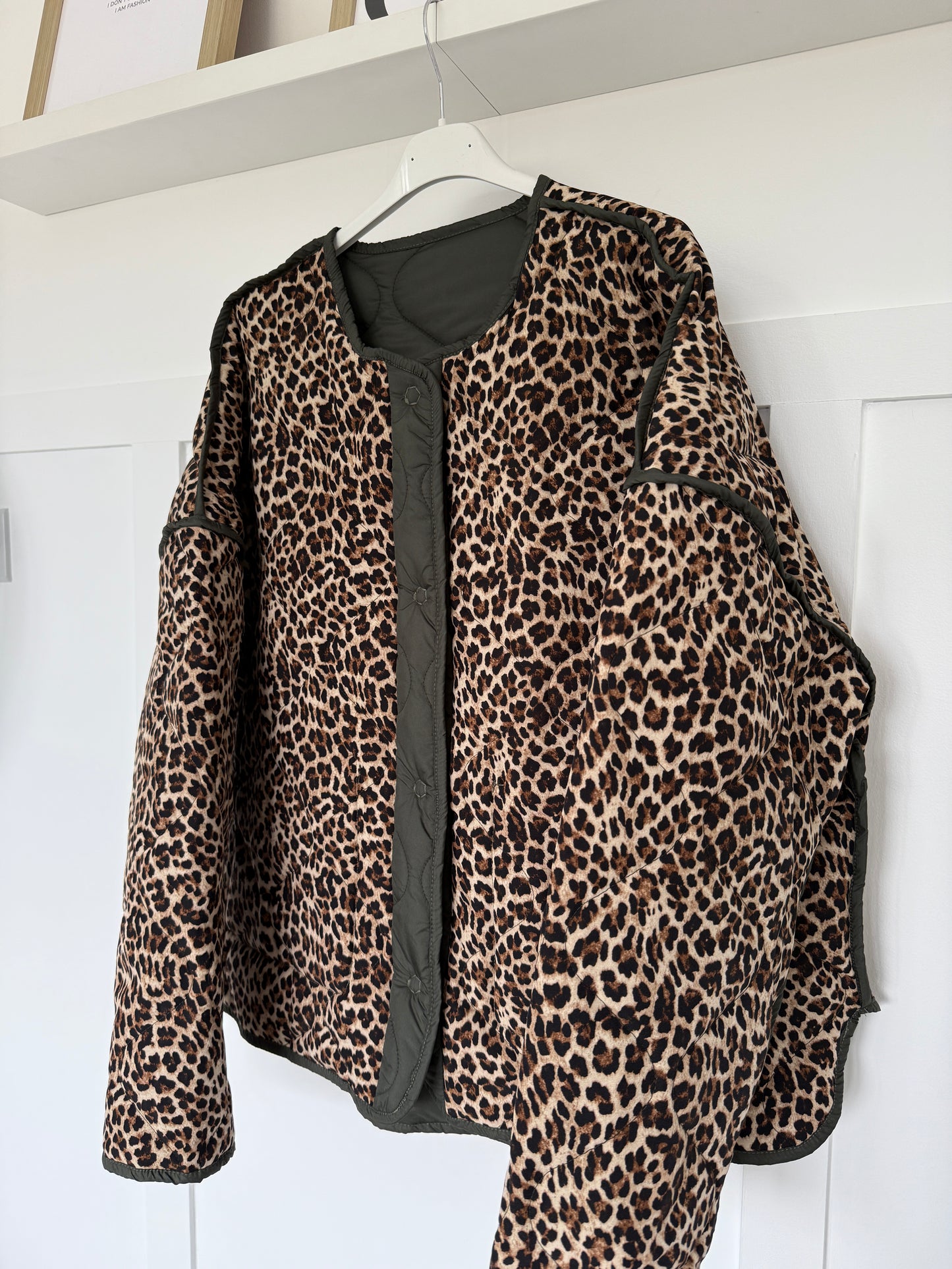 Khaki Reversible Oversized Quilted Jacket