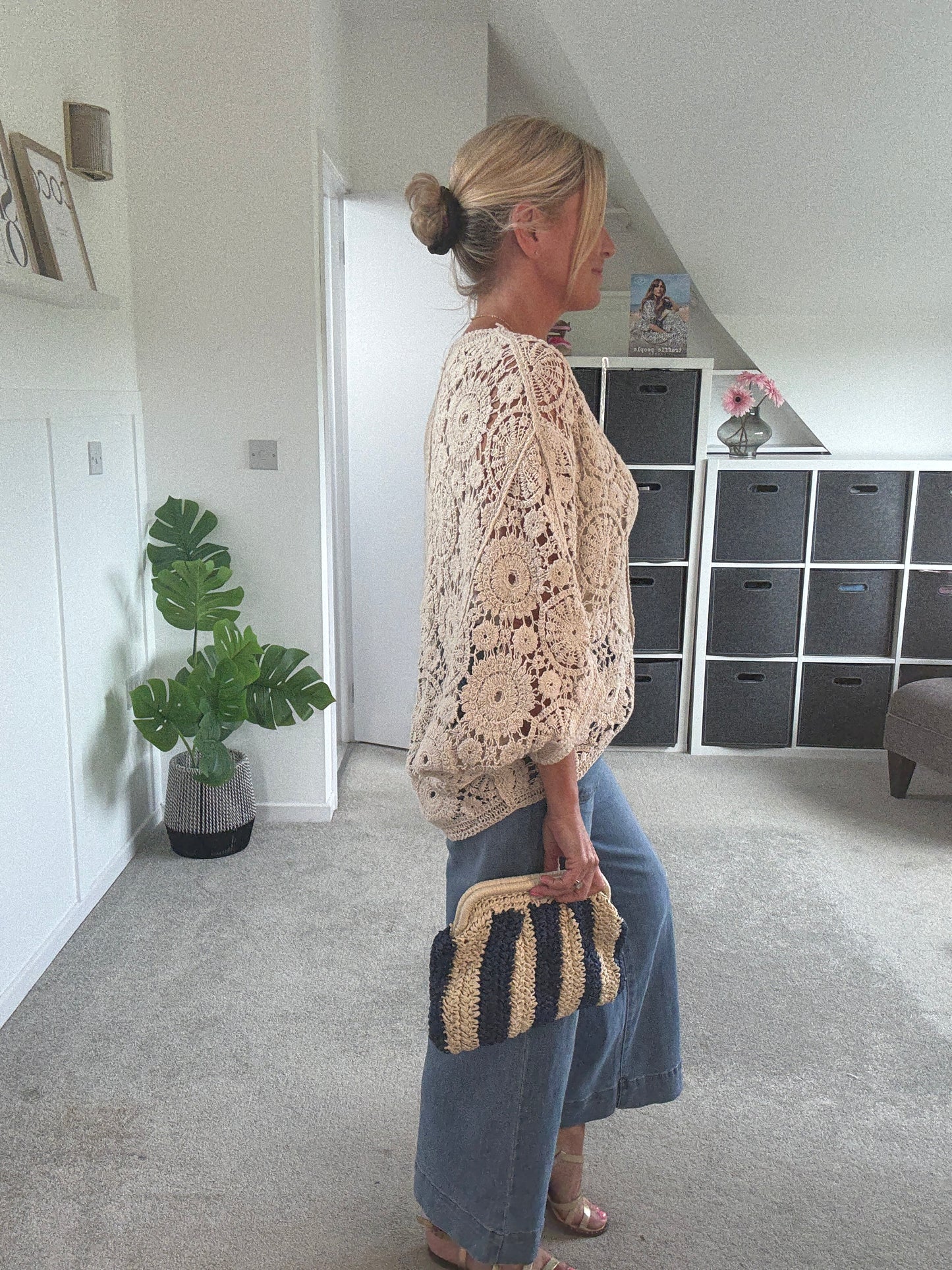 Black Crochet Batwing Cardigan