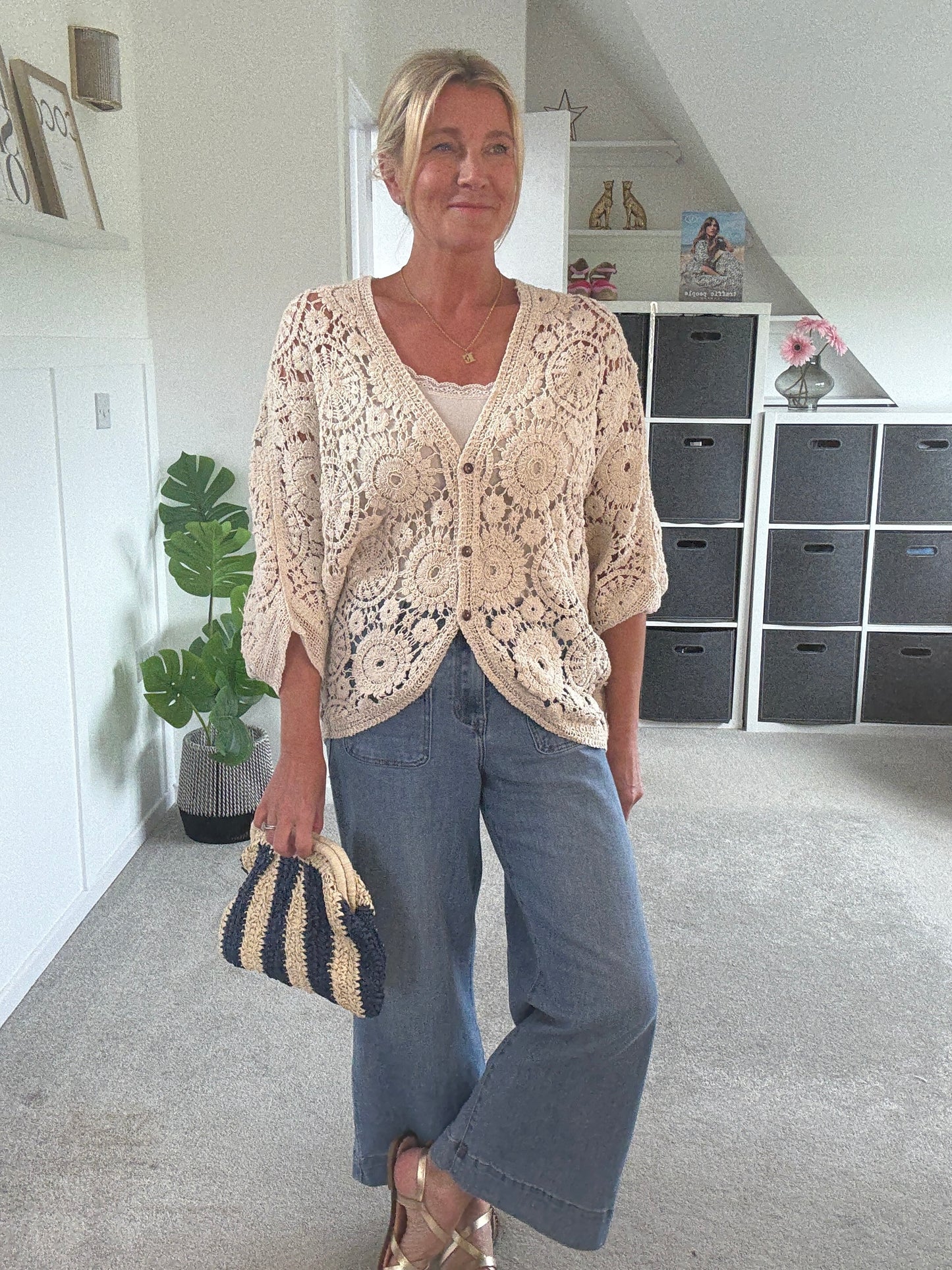 Black Crochet Batwing Cardigan