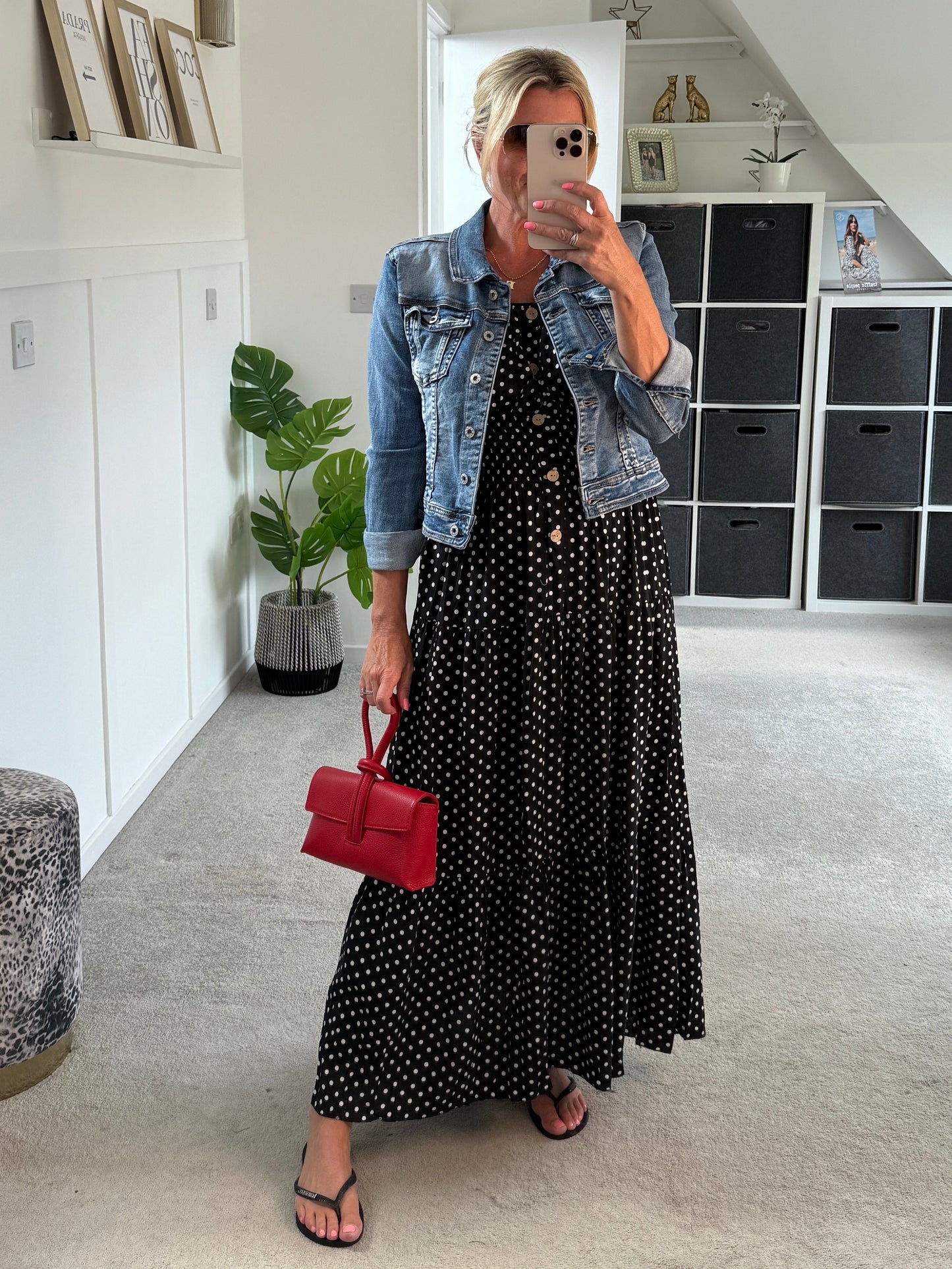 Black Polka Dot Bardot Maxi Dress - PRE ORDER