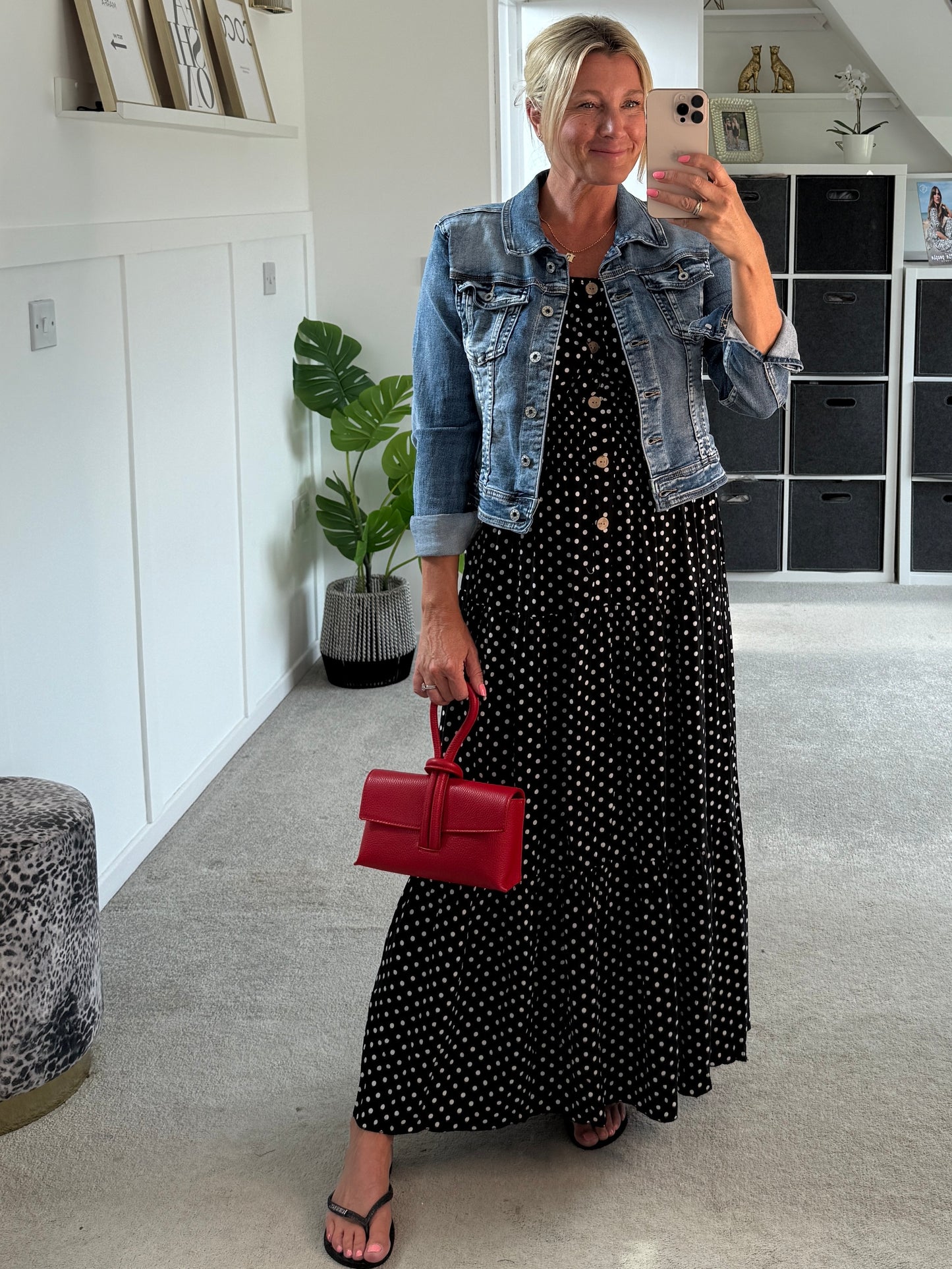 Black Polka Dot Bardot Maxi Dress - PRE ORDER