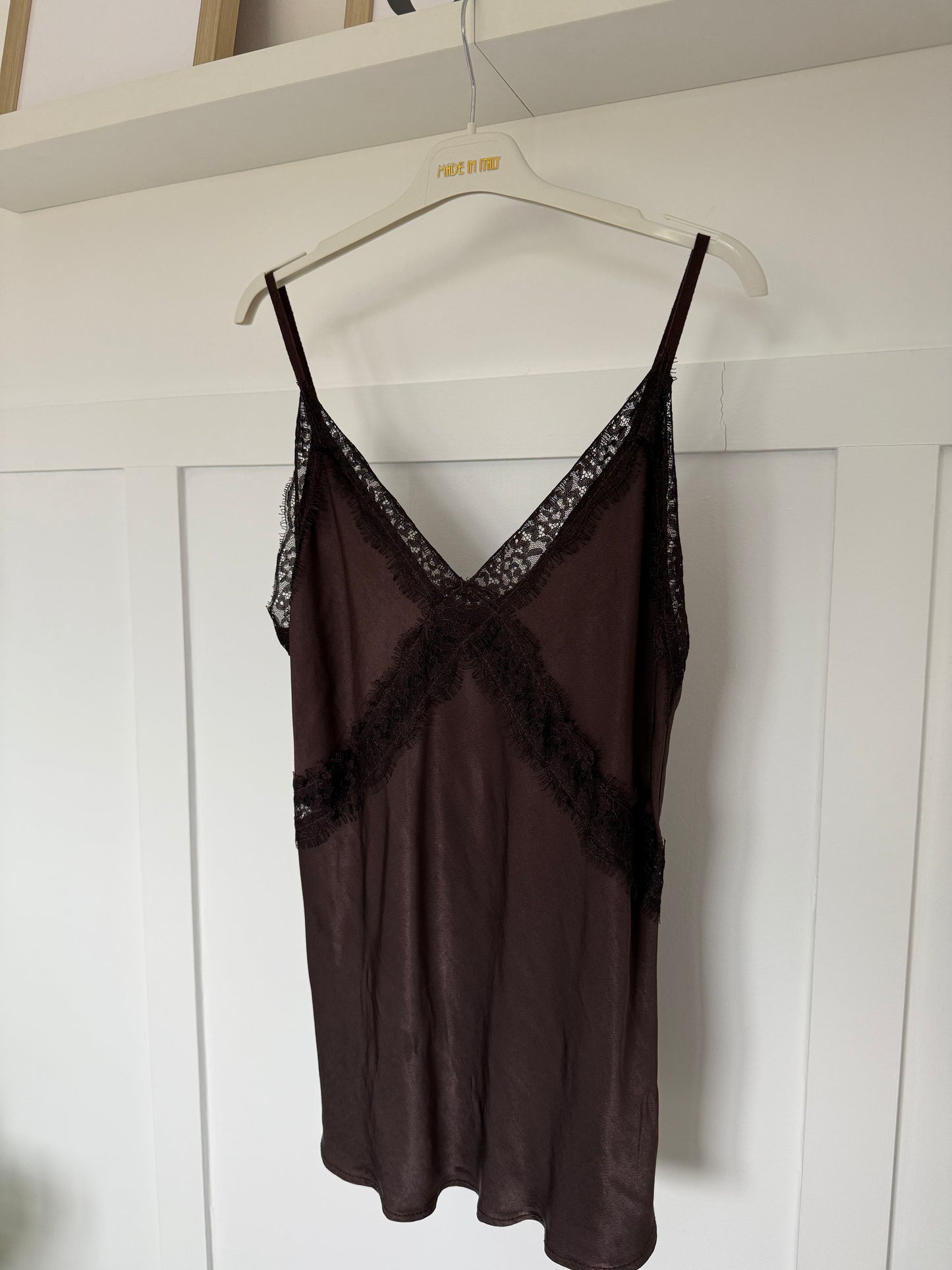 Chocolate Lace Satin Cami Top