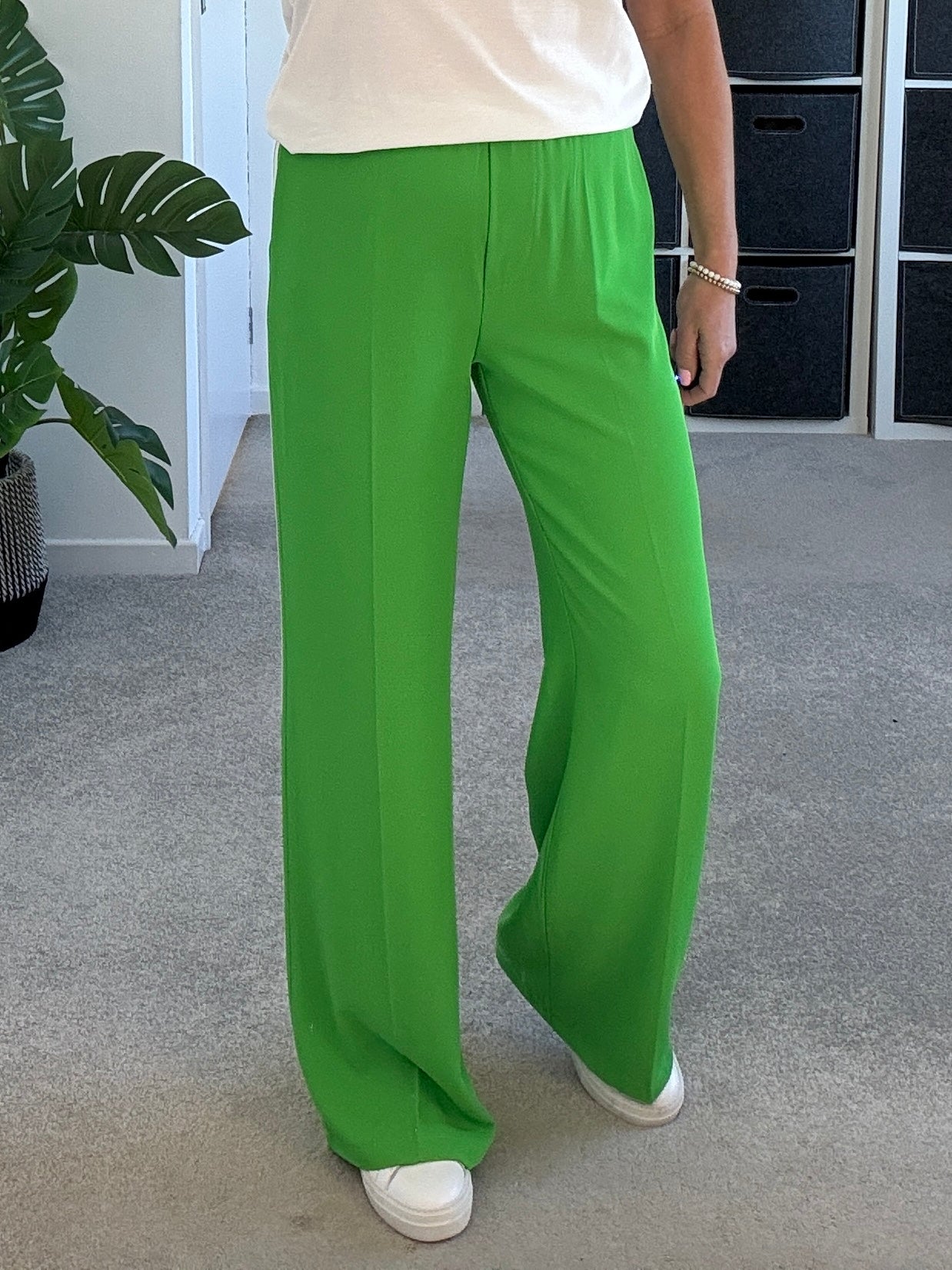 Cream/Mocha Double Stripe Wide Leg Trousers