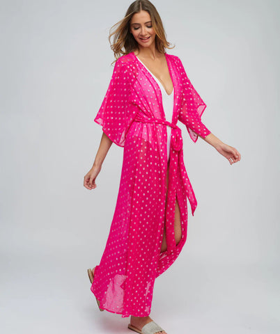 Pink Estapona Maxi Kimono