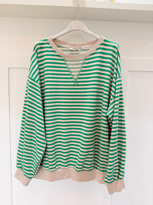 Green/Cream Relaxed Breton Sweatshirt