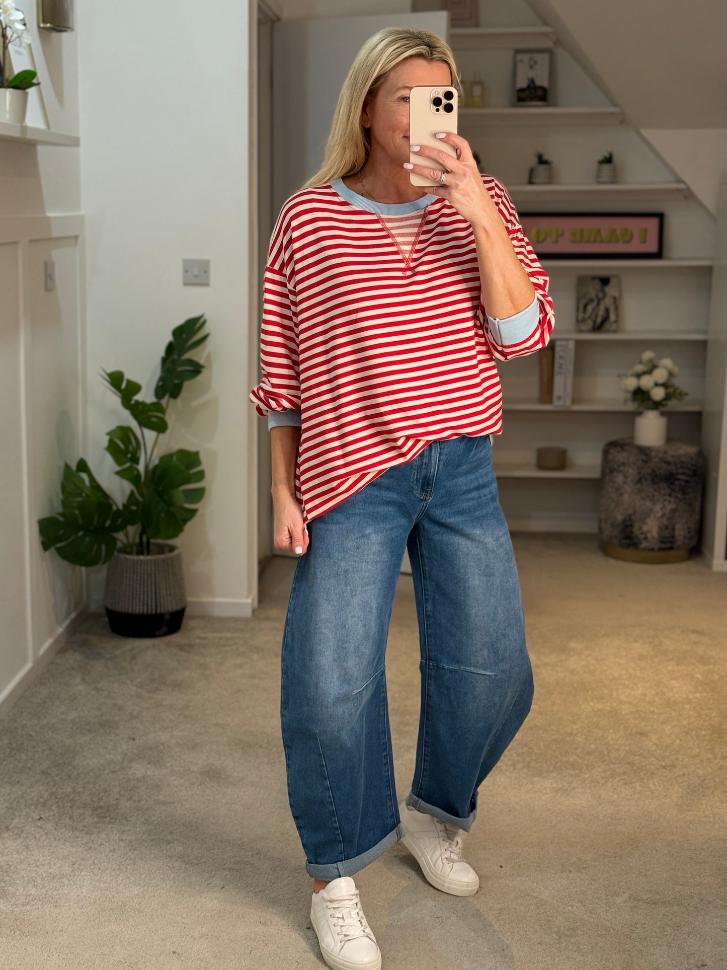 Red/Cream Relaxed Breton Sweatshirt